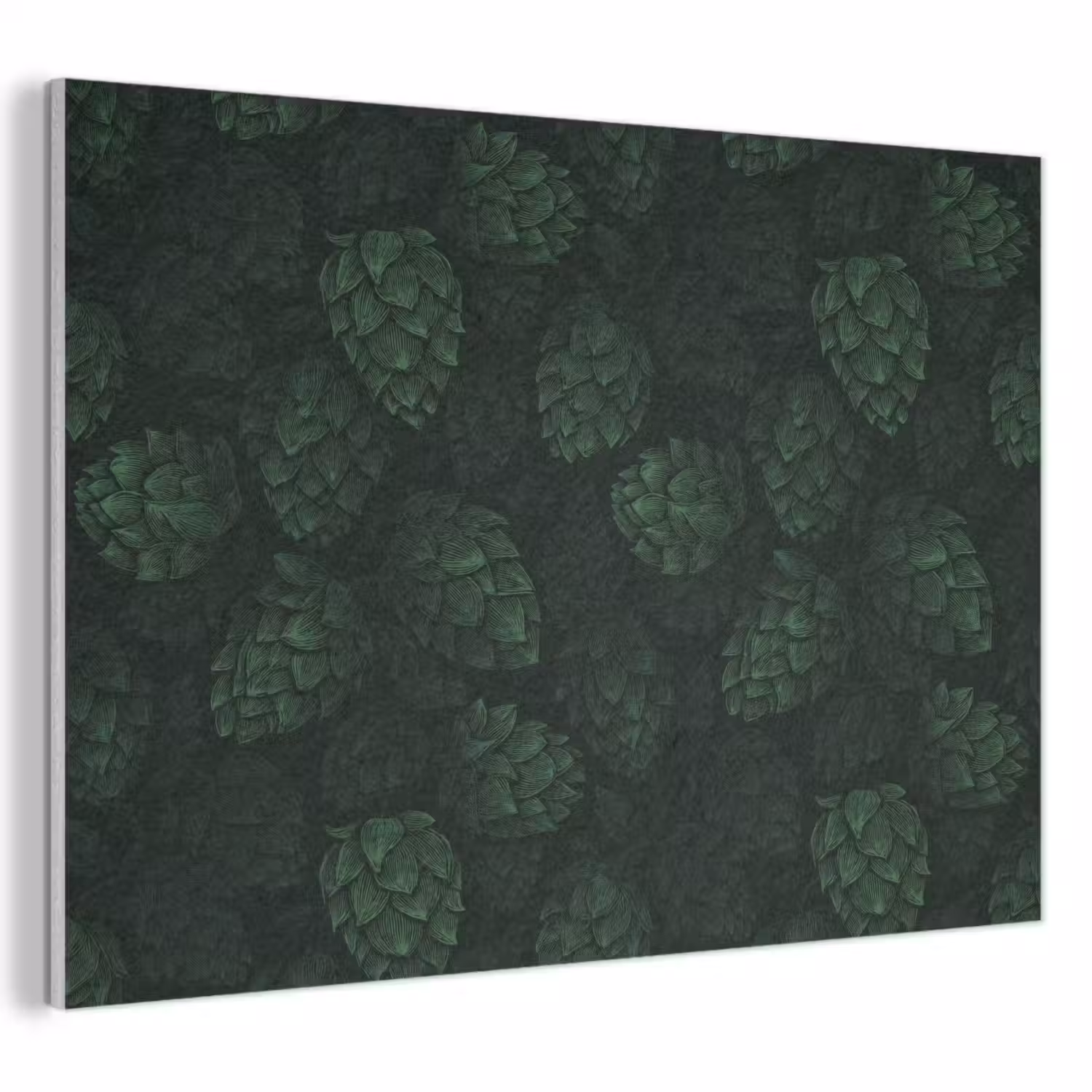 Donker - Groen - Hopbellen - Botanisch - Illustratie PET vilt klein 837 -3d