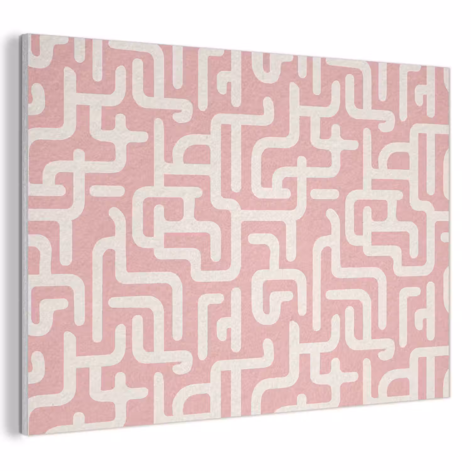 Doolhofpatroon - Roze - Wit - Abstract PET vilt klein 837 -3d