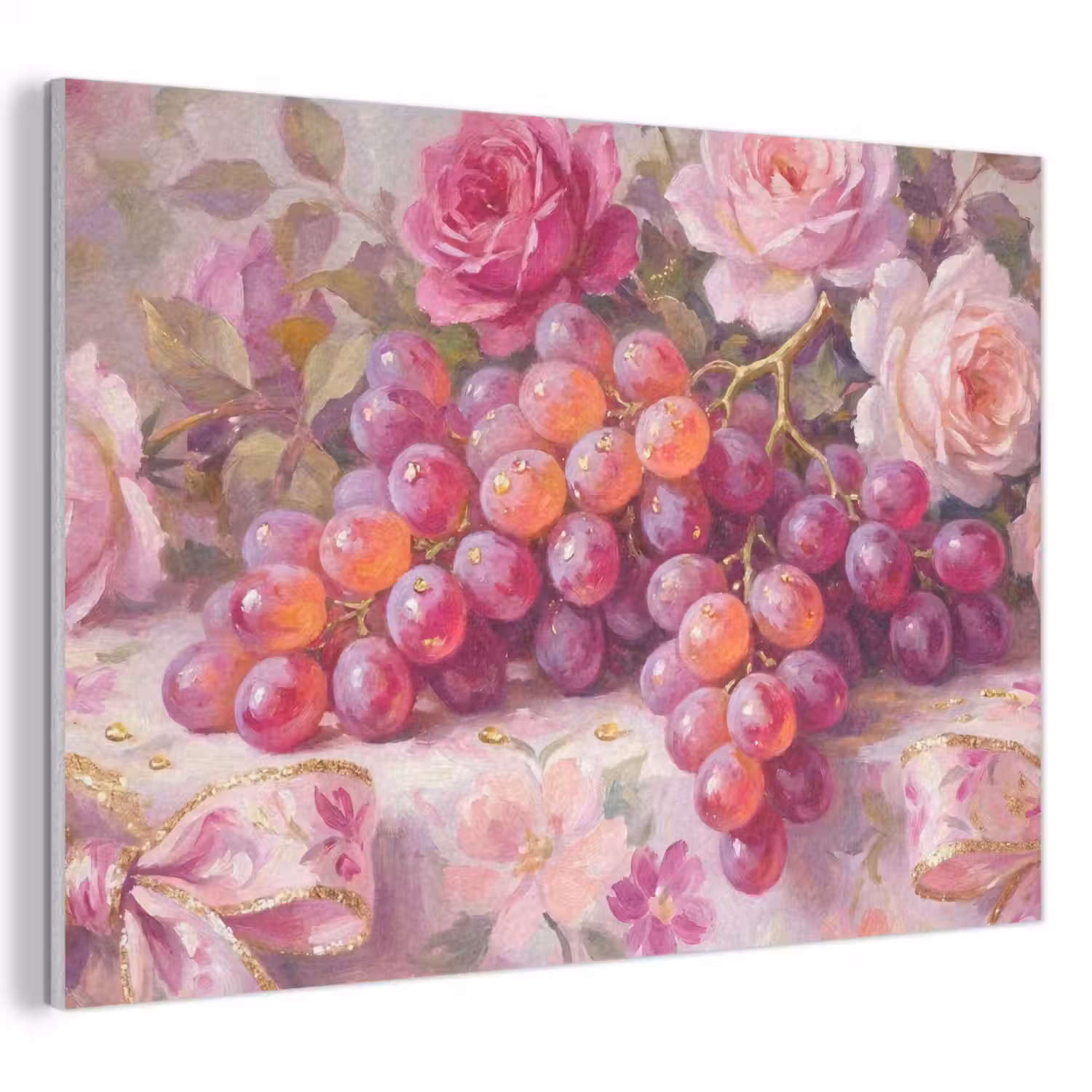 Eten - Bloemen - Stilleven - Roze - Goud PET vilt klein -3d