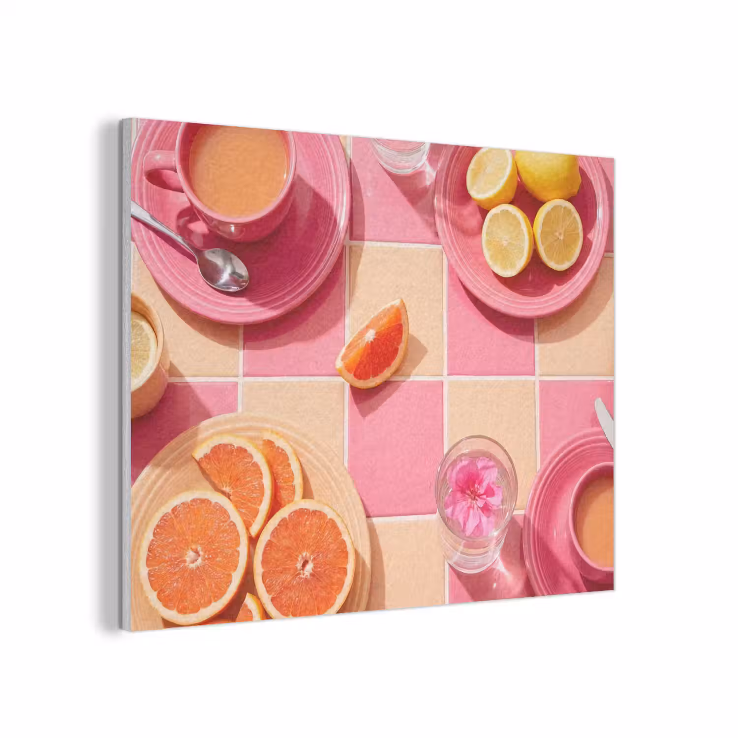 Eten - Citrusvruchten - Stillevens - Roze - Oranje PET vilt klein -3d