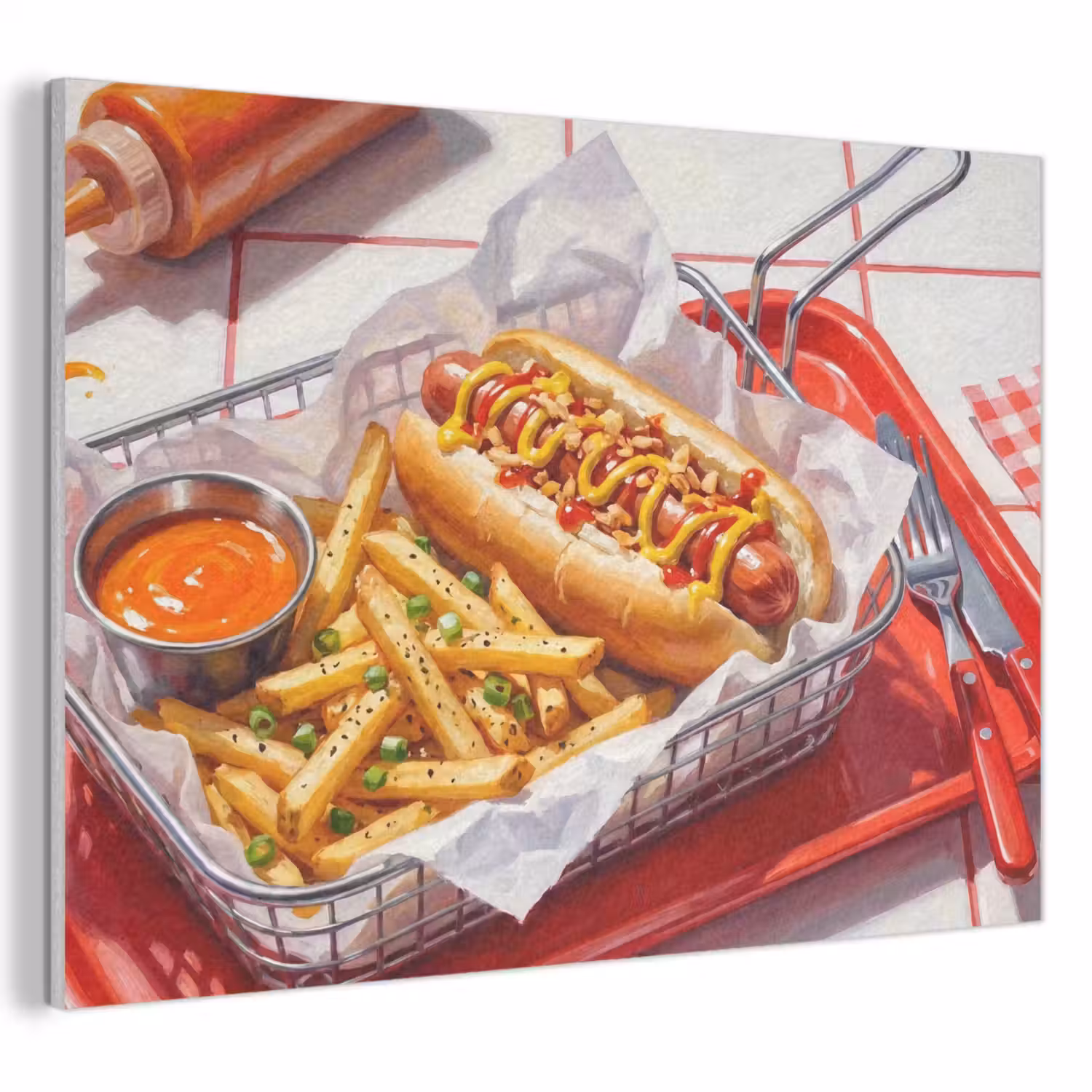 Eten - Hotdog - Fastfood - Modern - Rood PET vilt klein -3d