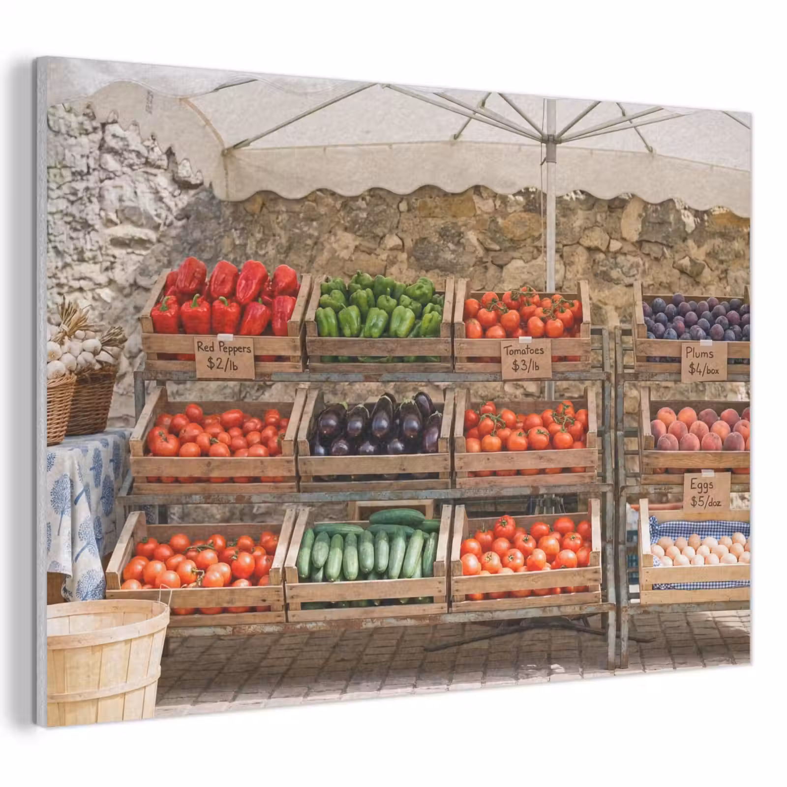 Akoestisch schilderij - Eten - Markt - Vers - Eten - Markt - Vers PET vilt klein