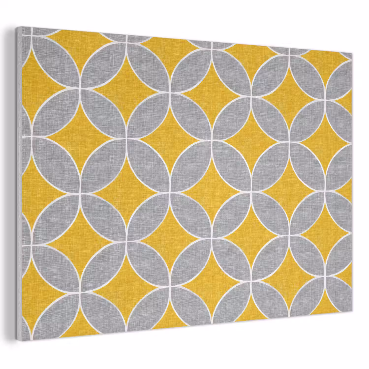 Geometrisch - Cirkels - Textuur - Grijs - Geel PET vilt klein 837 -3d
