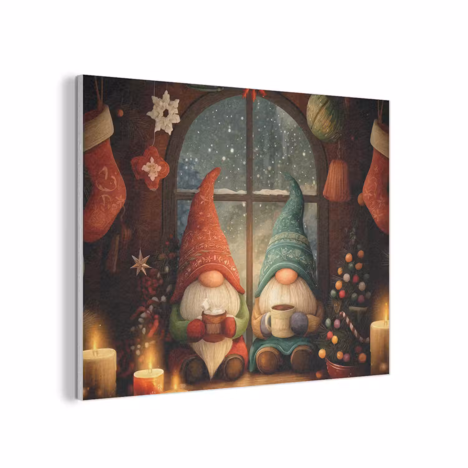 Gnooms - Kerst - Raam - Kleurrijk PET vilt klein -3d
