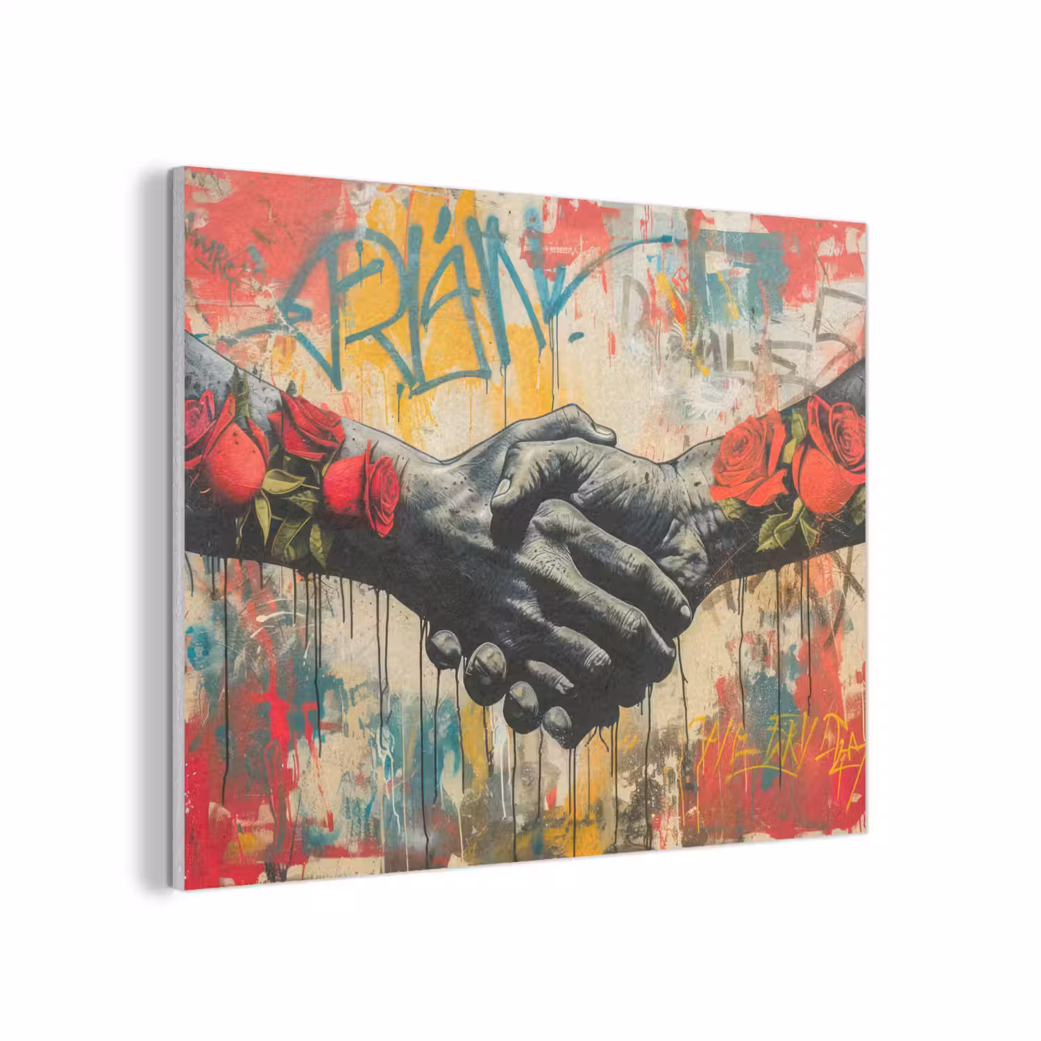 Graffiti - Rozen - Handen - Street art - Banksy PET vilt klein -3d