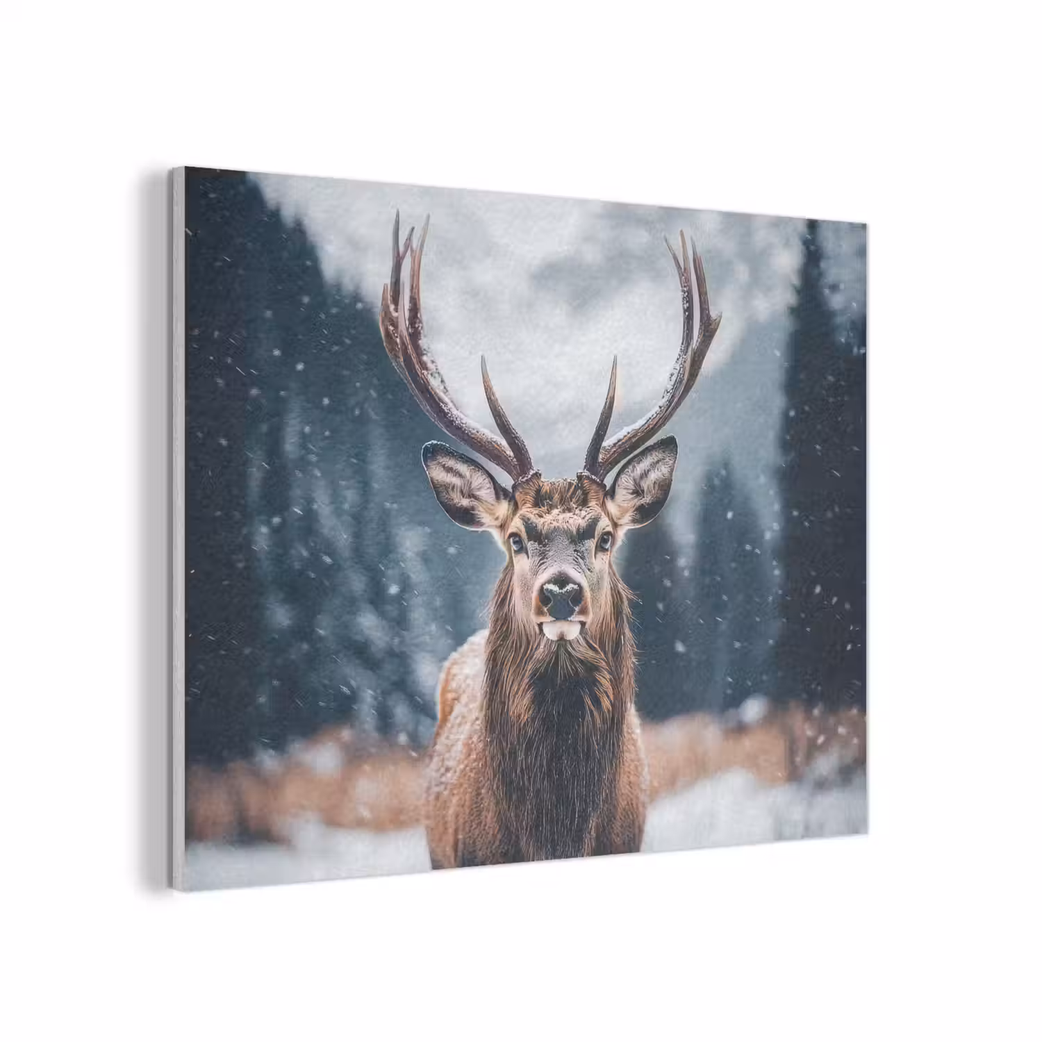 Hert - Dieren - Landschap - Winter - Sneeuw PET vilt klein -3d