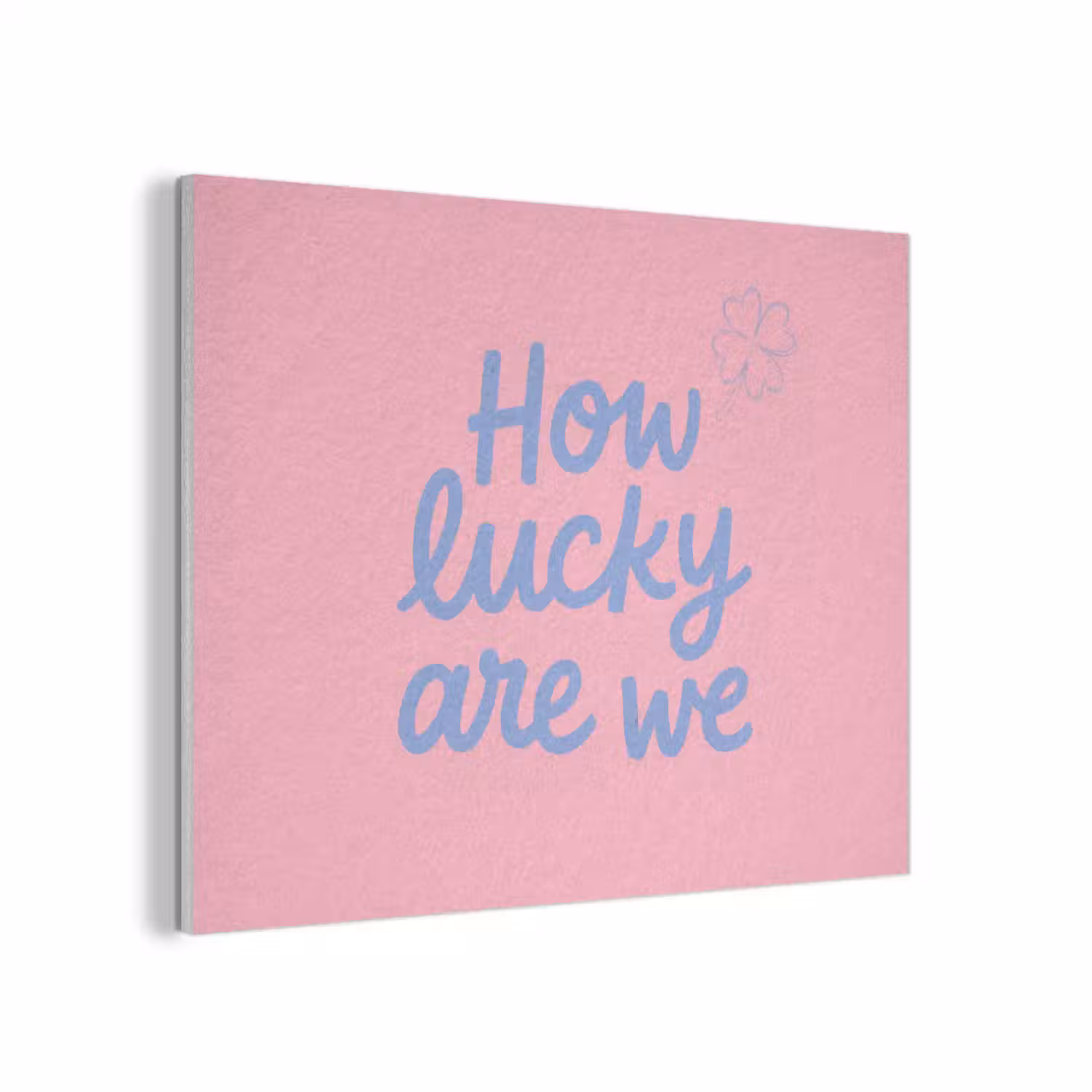How lucky are we - Klavervier - Roze - Blauw PET vilt klein -3d