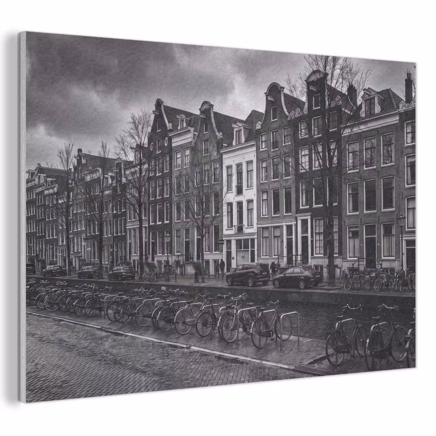 Huis - Gracht - Amsterdam - Architectuur - Zwart-wit PET vilt klein -3d