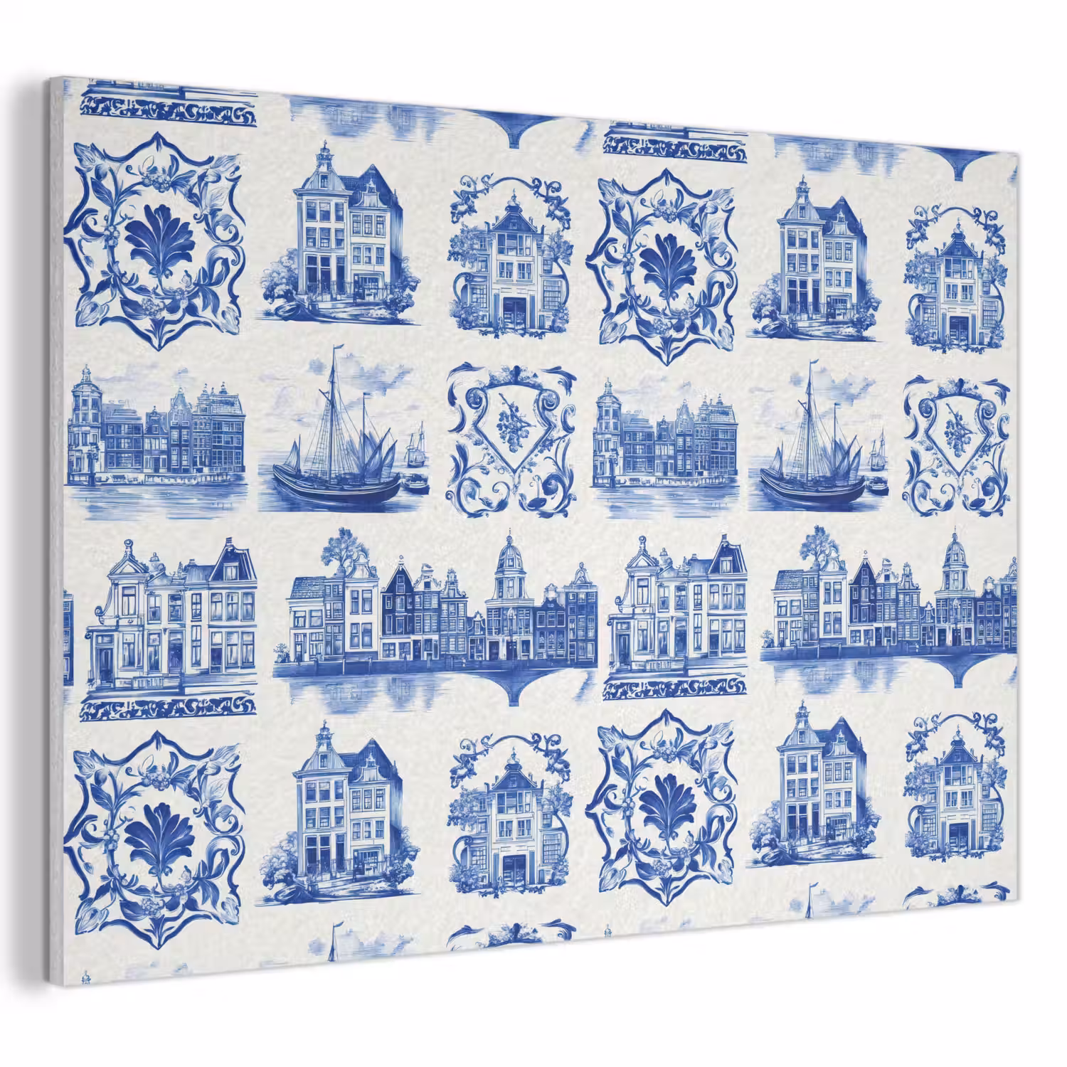 Huizen - Schepen - Blauw PET vilt klein 837 -3d