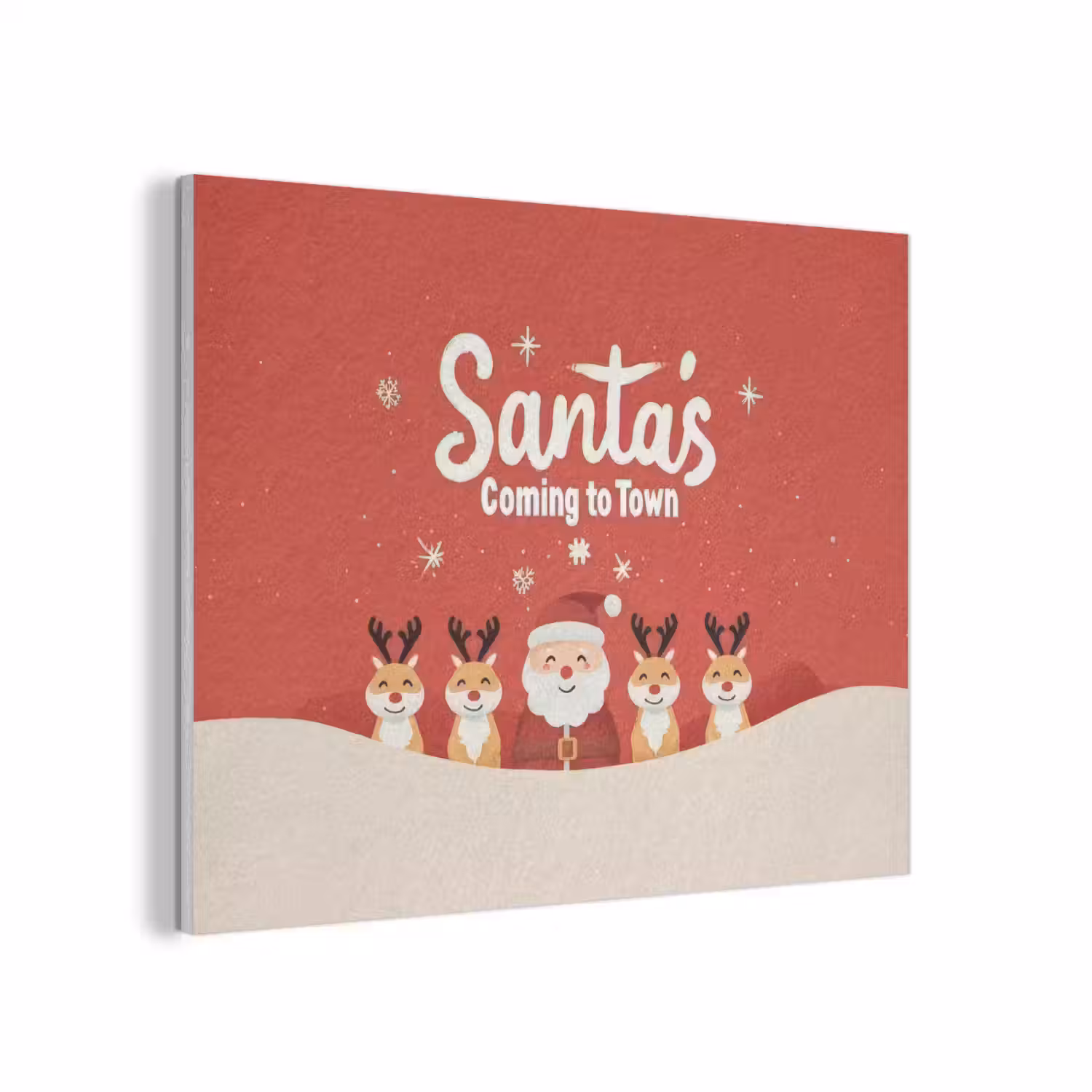Illustratie - Kerstman - Rendieren - Rood PET vilt klein -3d
