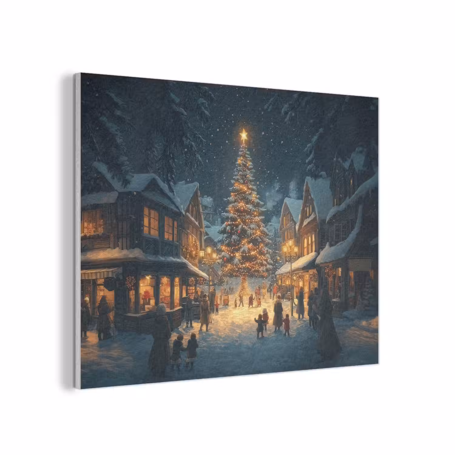 Kerstfeest - Dorp - Donker PET vilt klein -3d