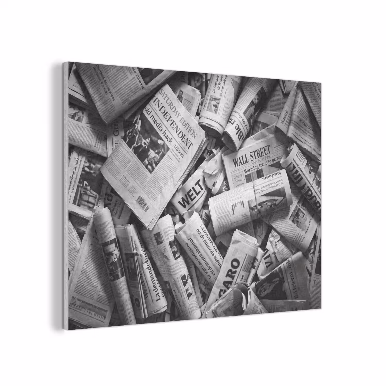 Krant - Stapel - Nieuws - Zwart-wit PET vilt klein -3d