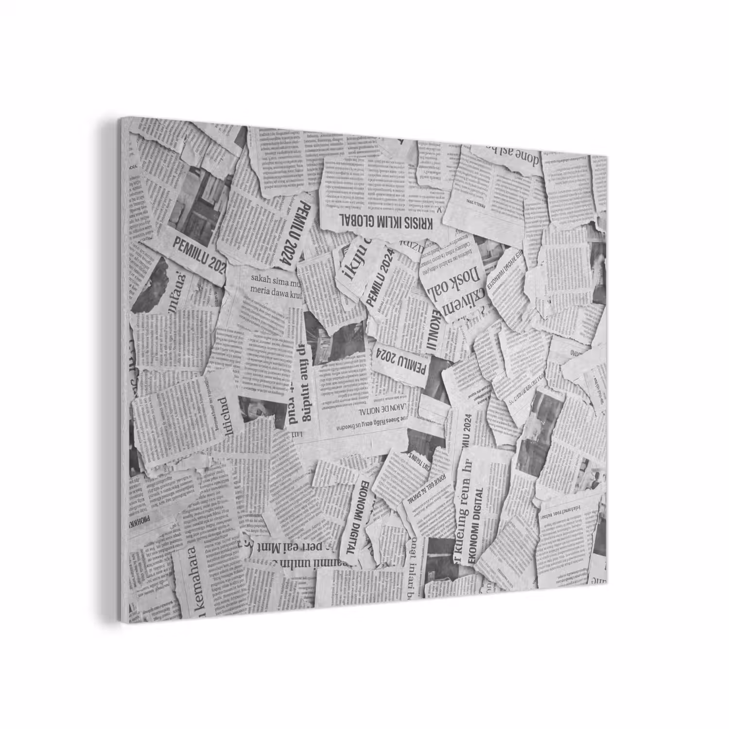 Krant - Versnipperd - Textuur - Zwart-wit - Abstract PET vilt klein -3d
