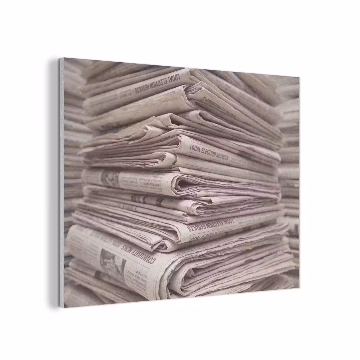 Kranten - Stapel - Nieuws - Vintage - Beige PET vilt klein -3d