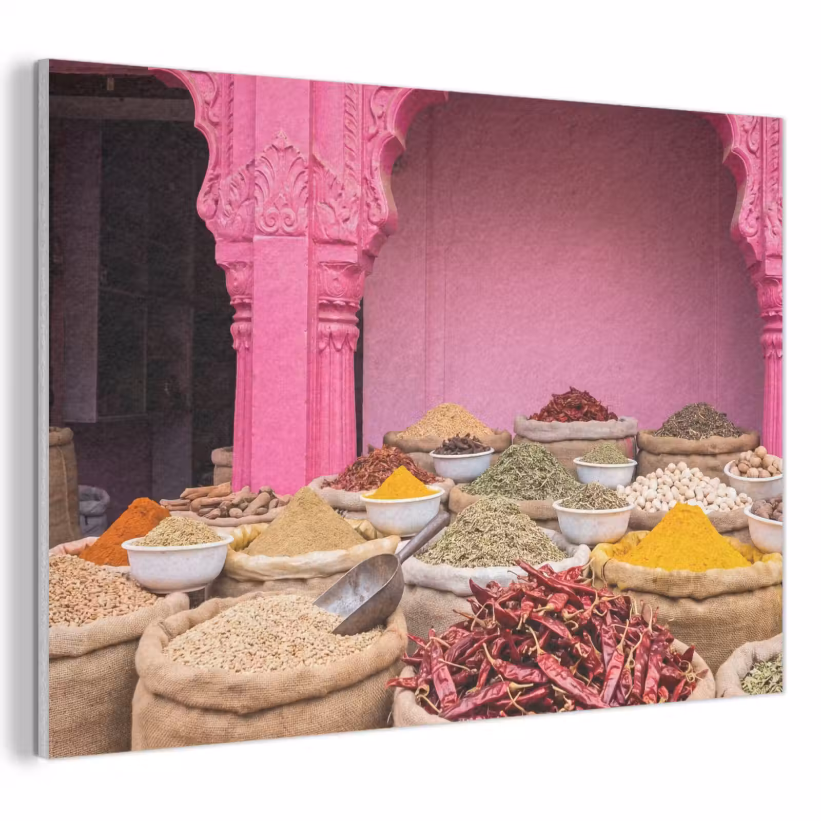Akoestisch schilderij - Kruiden - Markt - Roze - Kruiden - Markt - Roze PET vilt klein