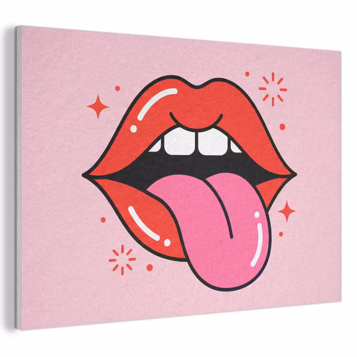 Lippen - Tong - Pop-art - Kleurrijk - Roze PET vilt klein -3d