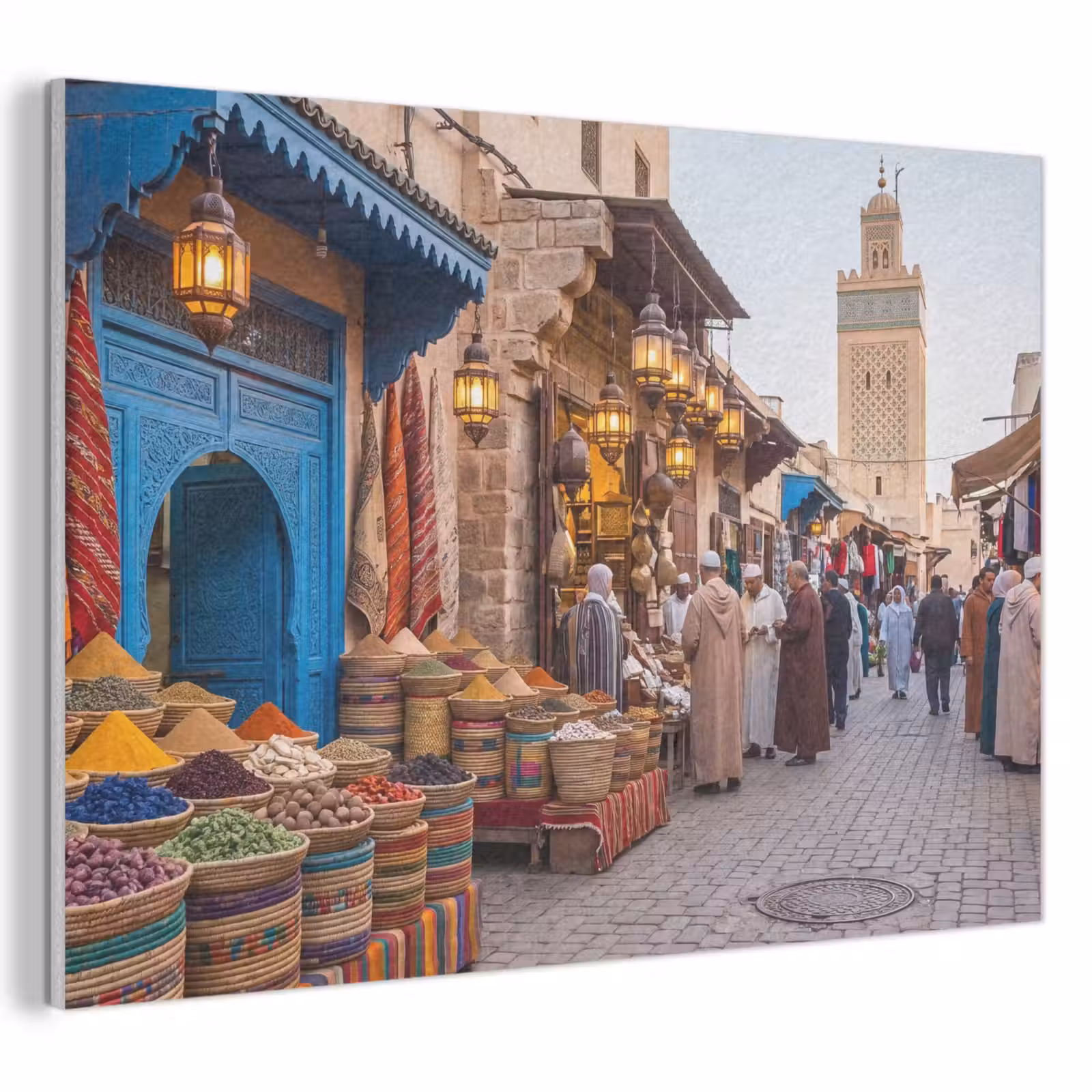 Akoestisch schilderij - Markt - Oosters - Kleurrijk - Markt - Oosters - Kleurrijk PET vilt klein
