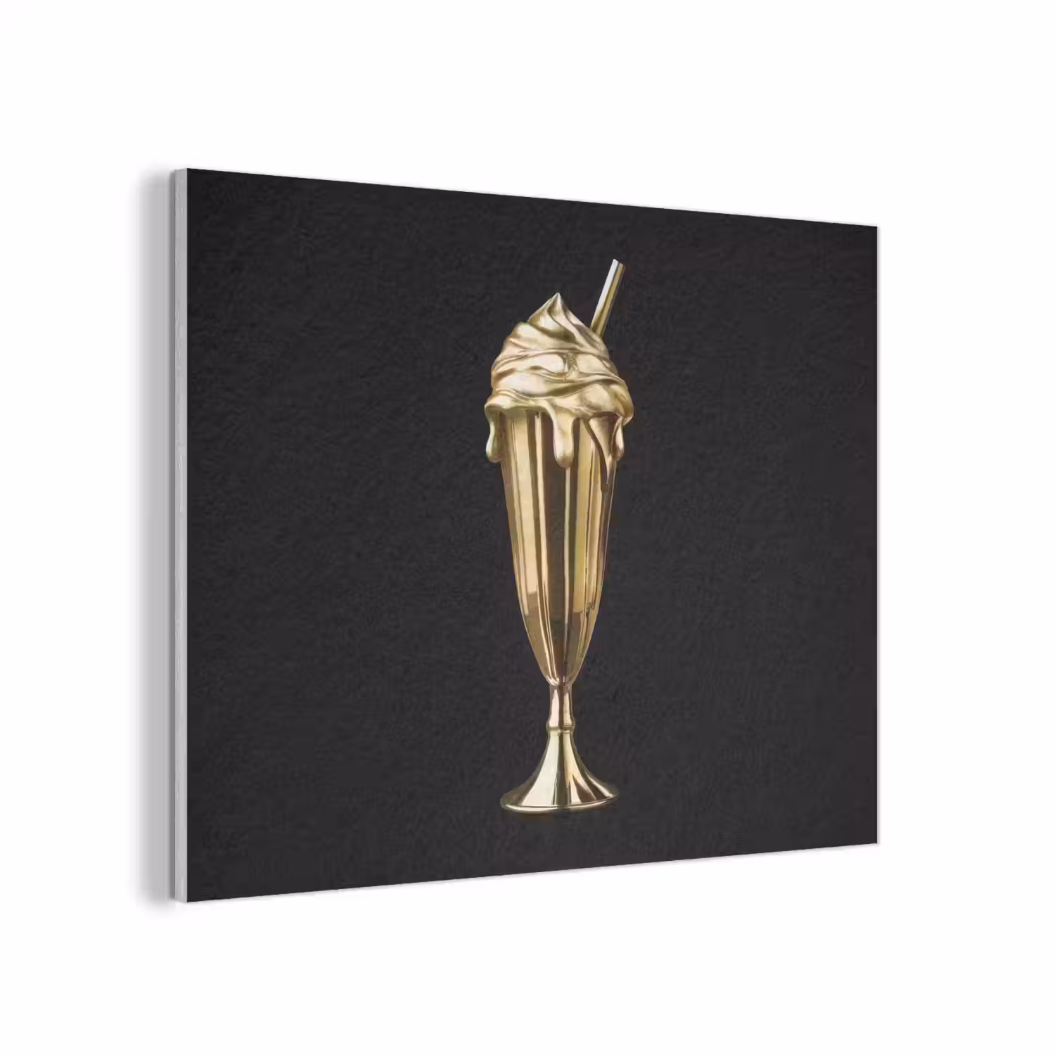 Milkshake - Goud - Drinken - Zwart PET vilt klein -3d