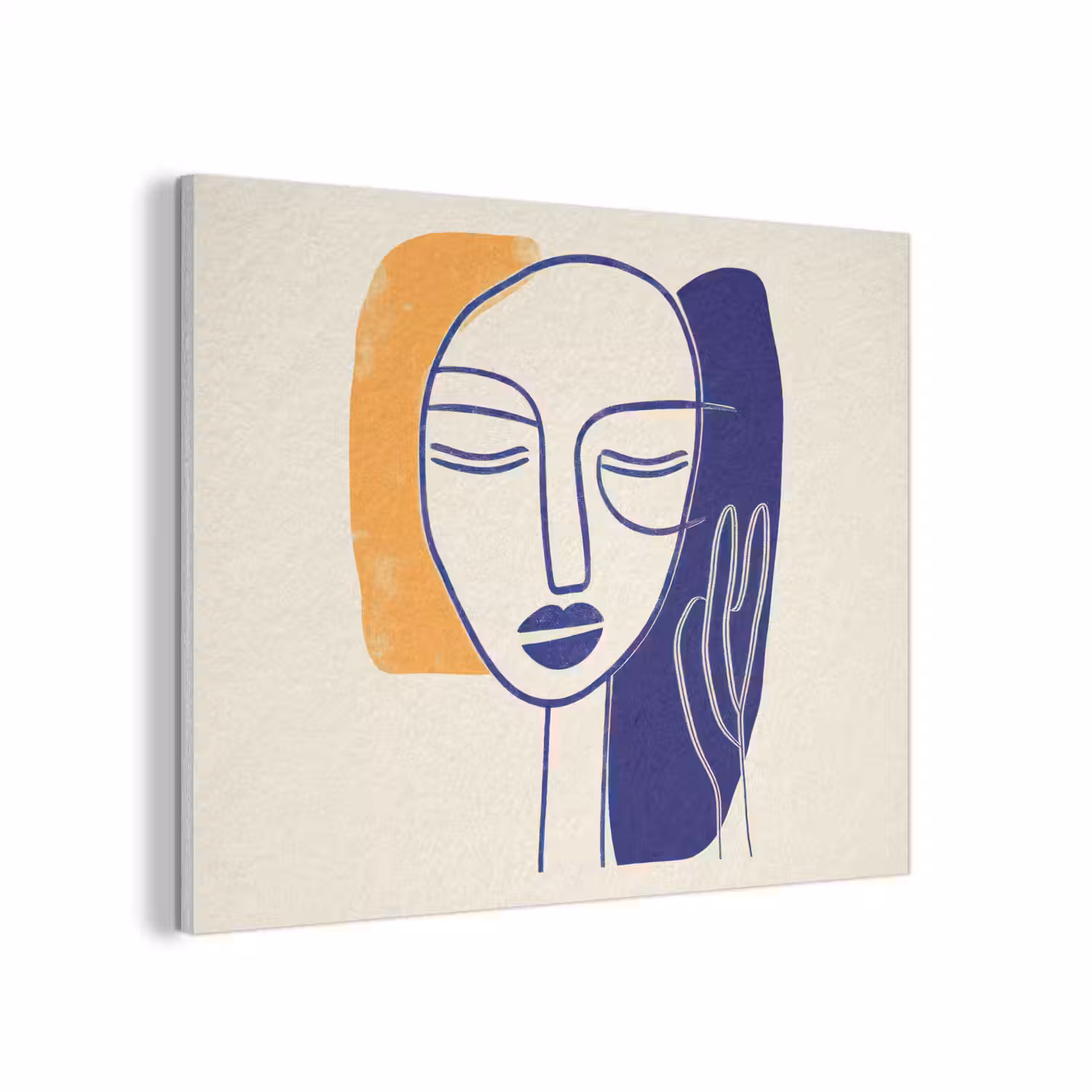 Minimalistisch - Gezicht - Hand - Oranje - Blauw PET vilt klein -3d