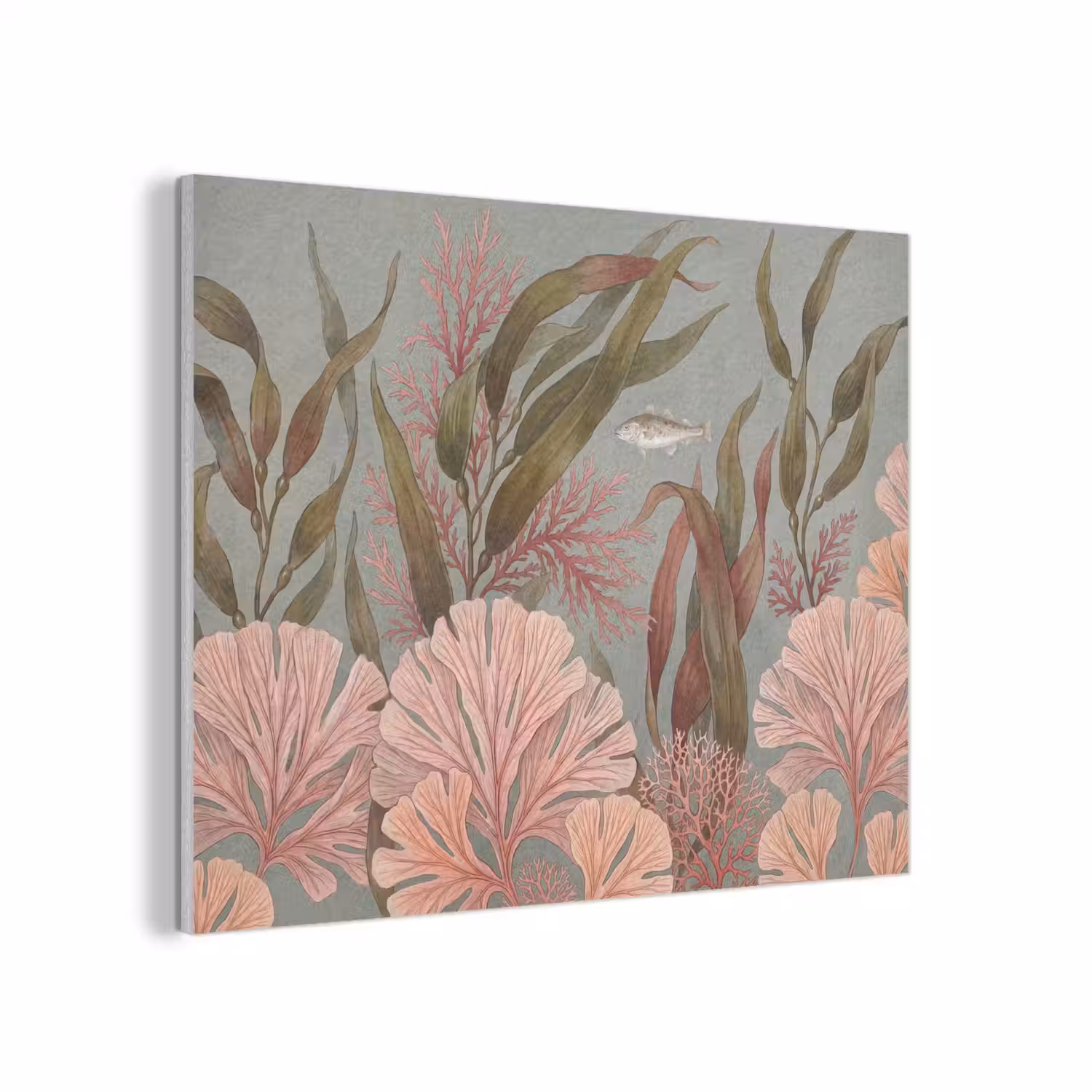 Onderwater - Planten - Vis - Vintage - Groen PET vilt klein -3d