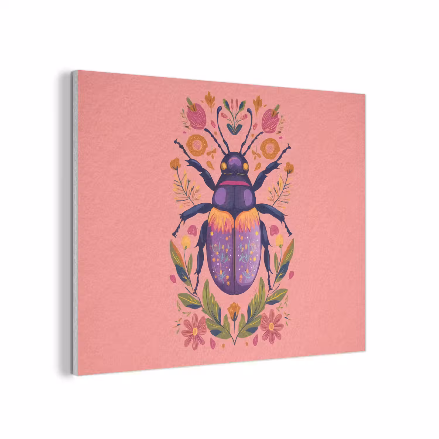 Paars - Kever - Stipjes - Bloemen PET vilt klein -3d