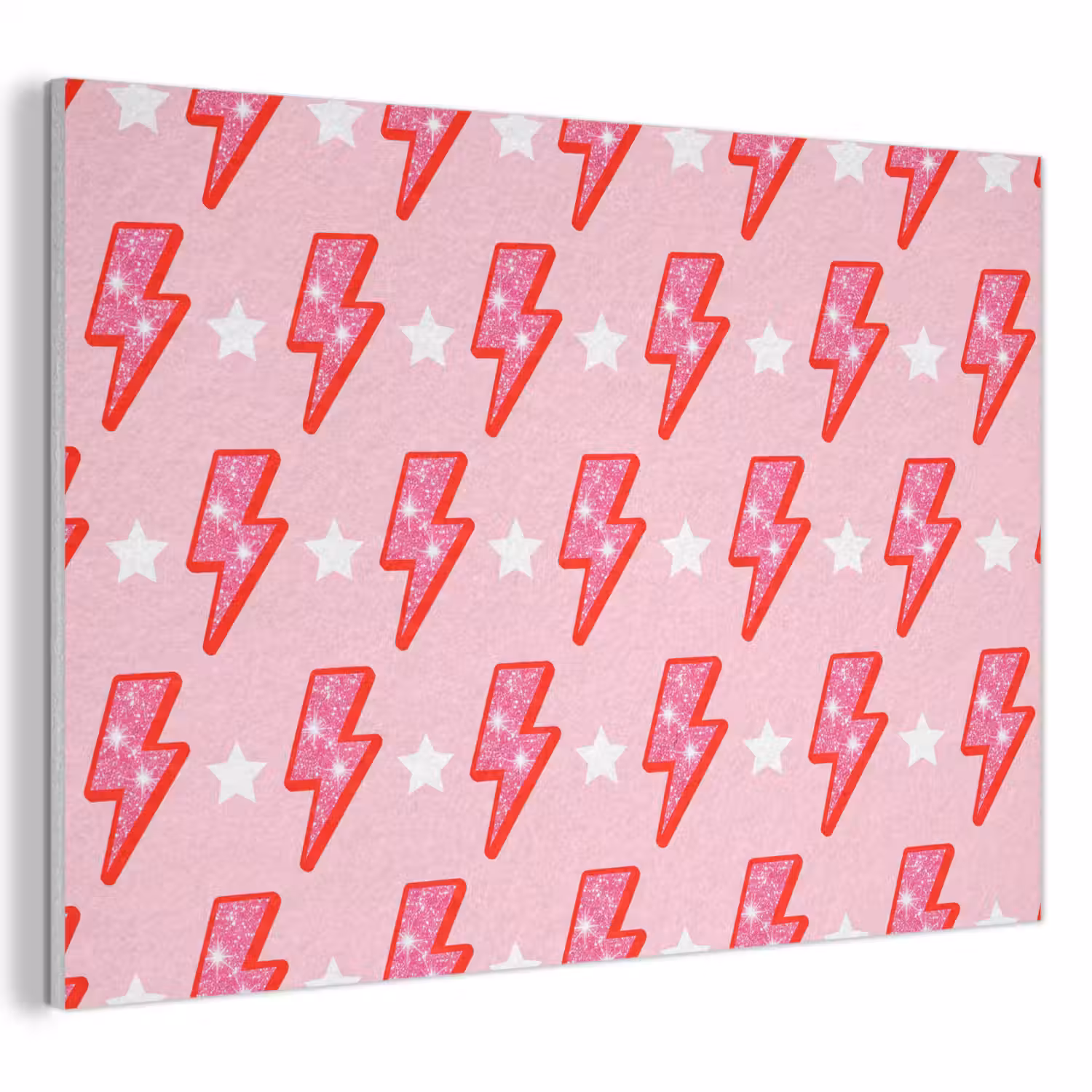 Patroon - Bliksem - Ster - Glitter - Roze PET vilt klein -3d