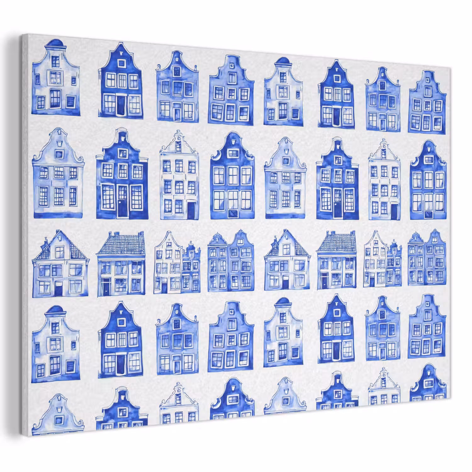 Patroon - Huizen - Blauw PET vilt klein 837 -3d