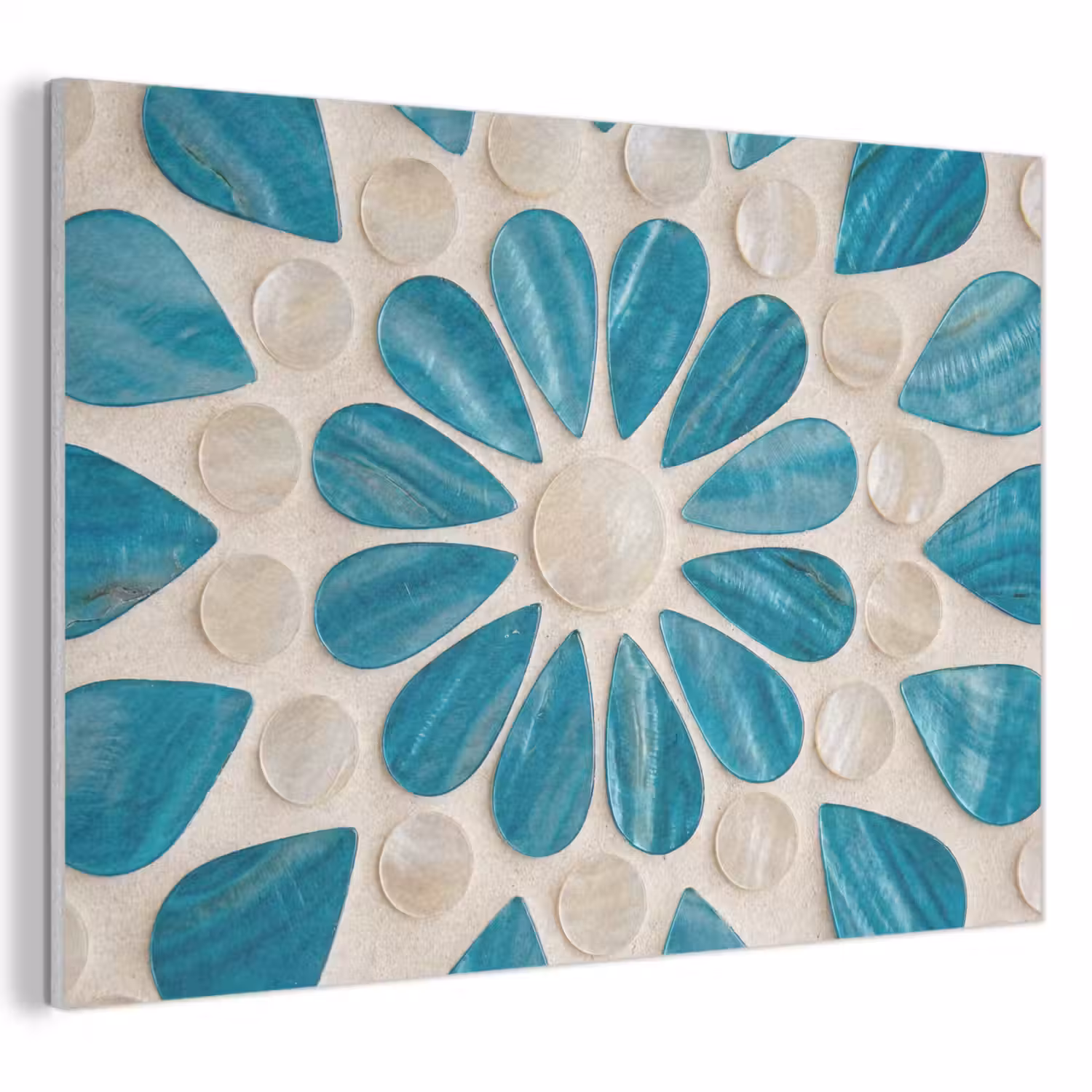 Patroon - Mozaïek - Schelpen - Abstract - Turquoise PET vilt klein -3d