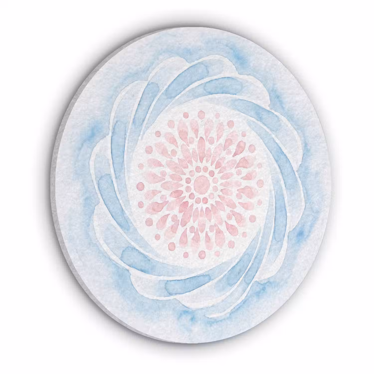 Abstract - Bloemvorm - Aquarel - Roze - Blauw Akoestische PET Vilt - Rond klein -3d