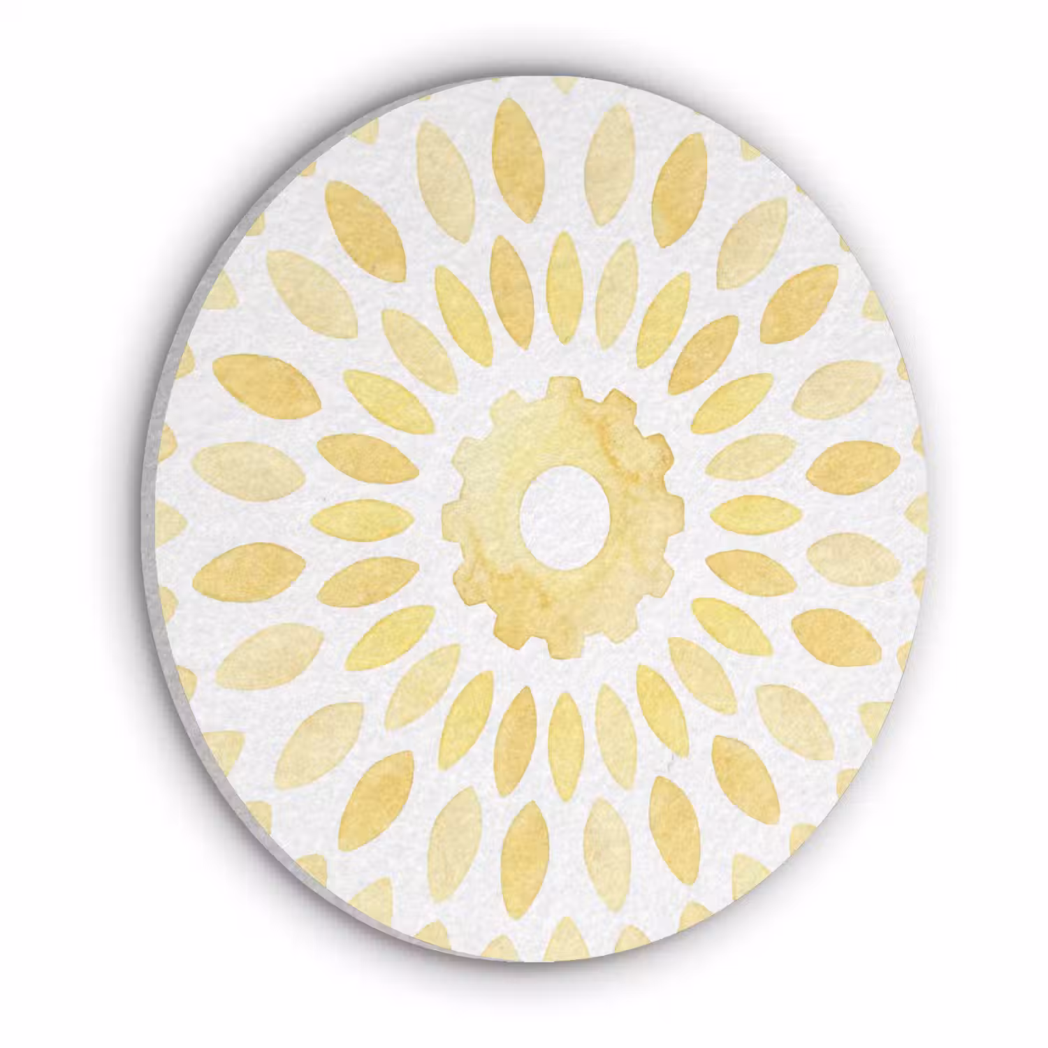 Abstract - Geometrisch - Stralend - Geel Akoestische PET Vilt - Rond klein -3d