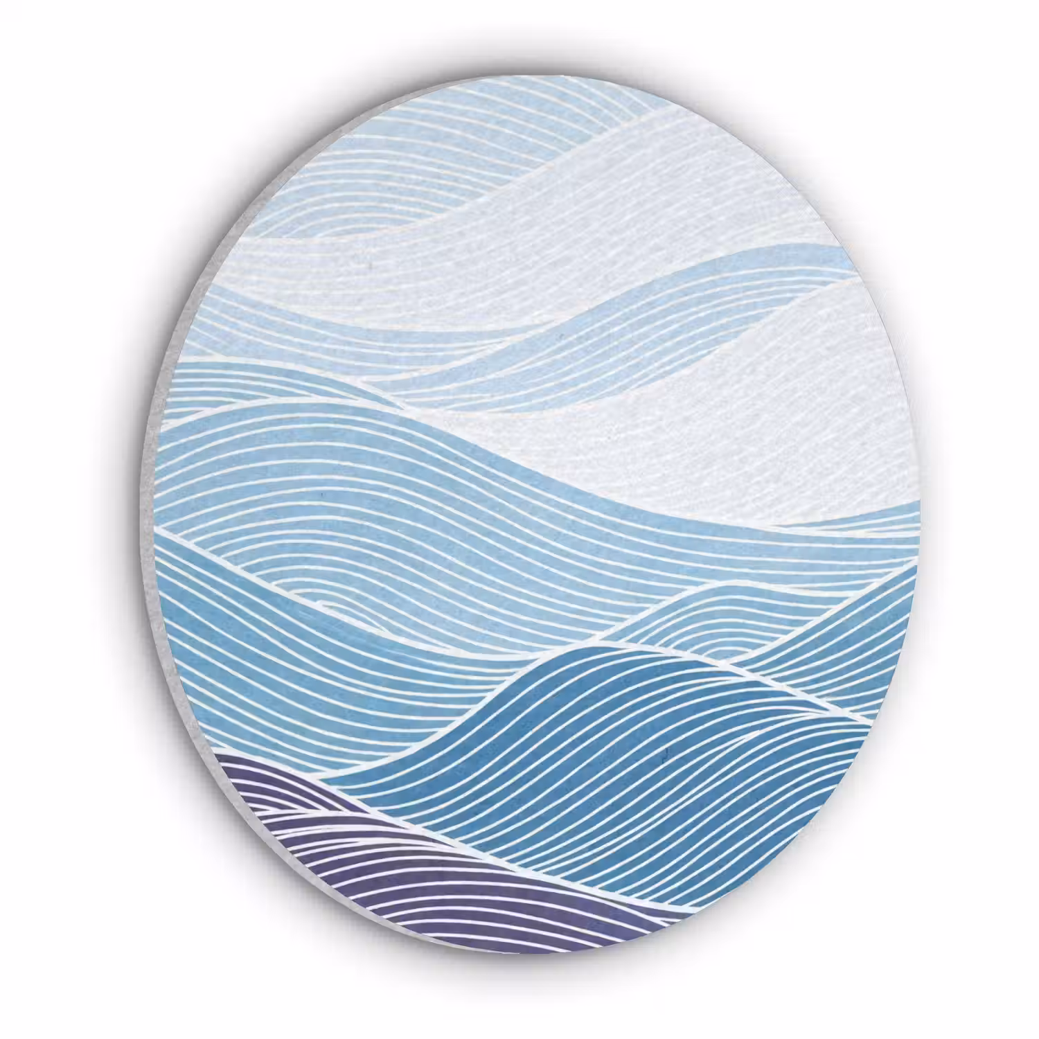 Abstract - Golven - Patroon - Blauw - Modern Akoestische PET Vilt - Rond klein -3d