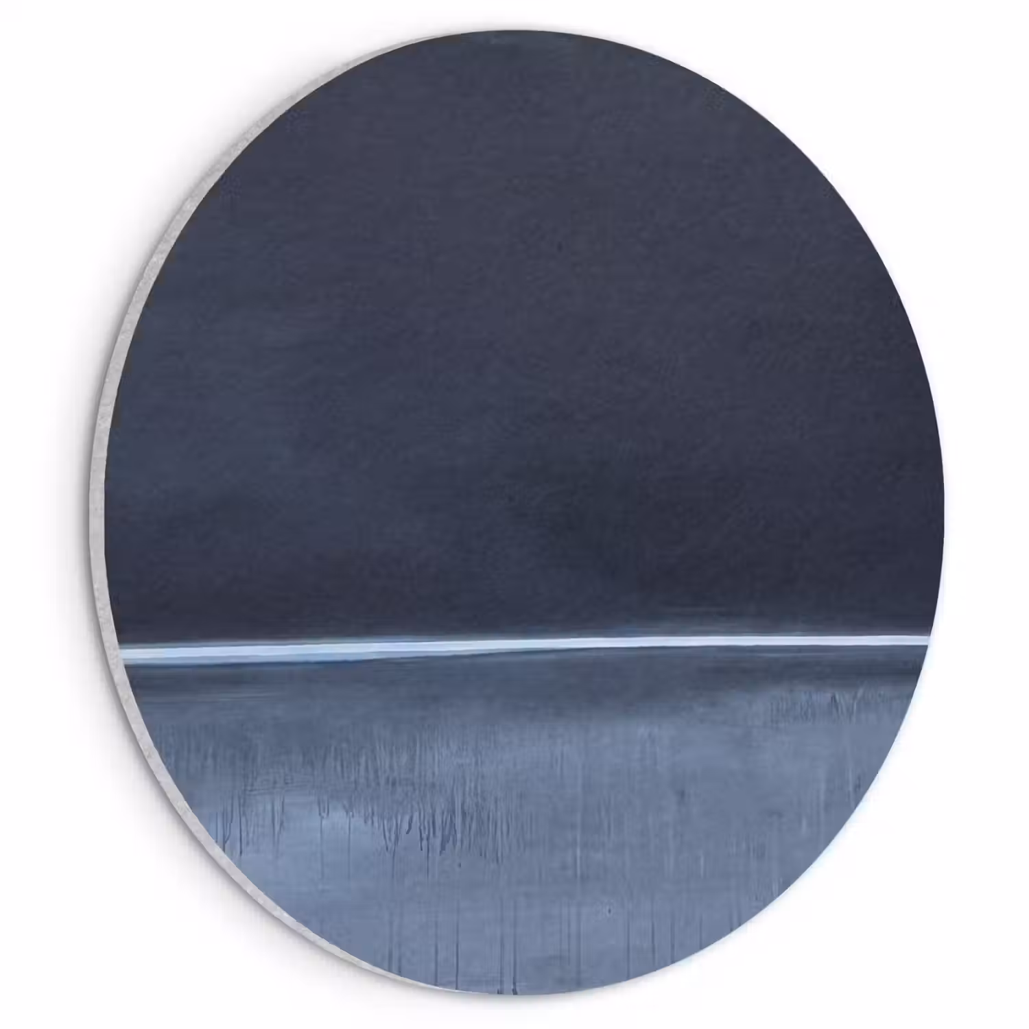 Abstract - Horizontale lijn - Minimalistisch - Donkerblauw - Kunst Akoestische PET Vilt - Rond klein -3d