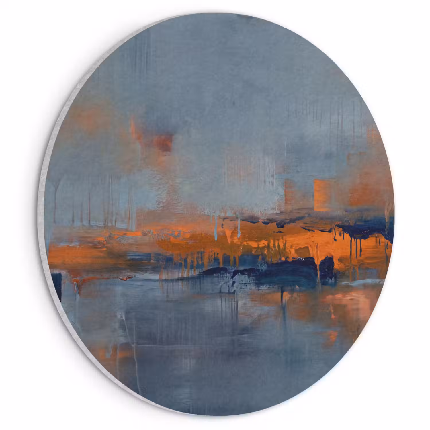 Abstract - Kleuren - Modern - Oranje - Grijs Akoestische PET Vilt - Rond klein -3d
