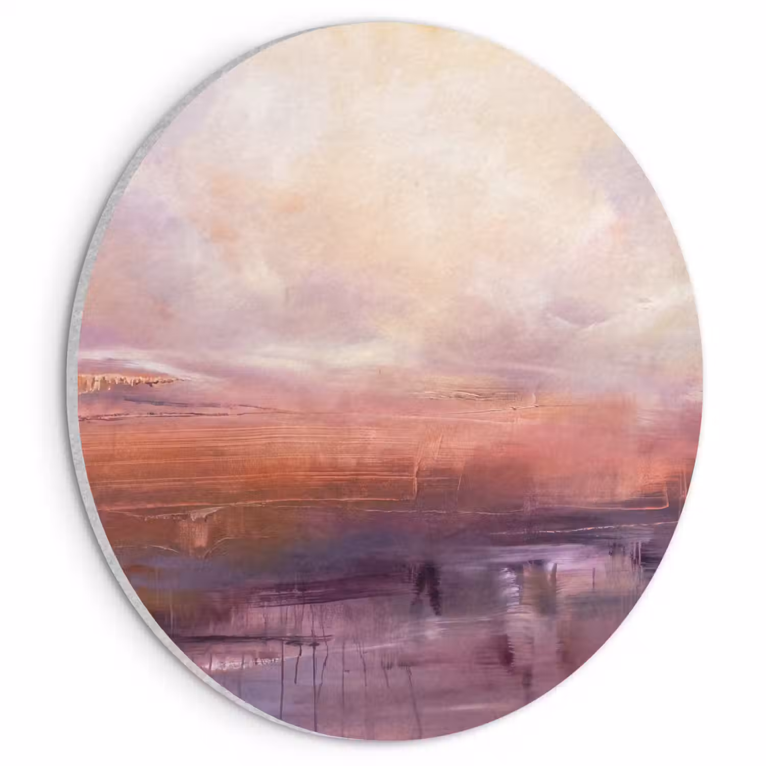 Abstract - Landschap - Modern - Paars - Oranje Akoestische PET Vilt - Rond klein -3d