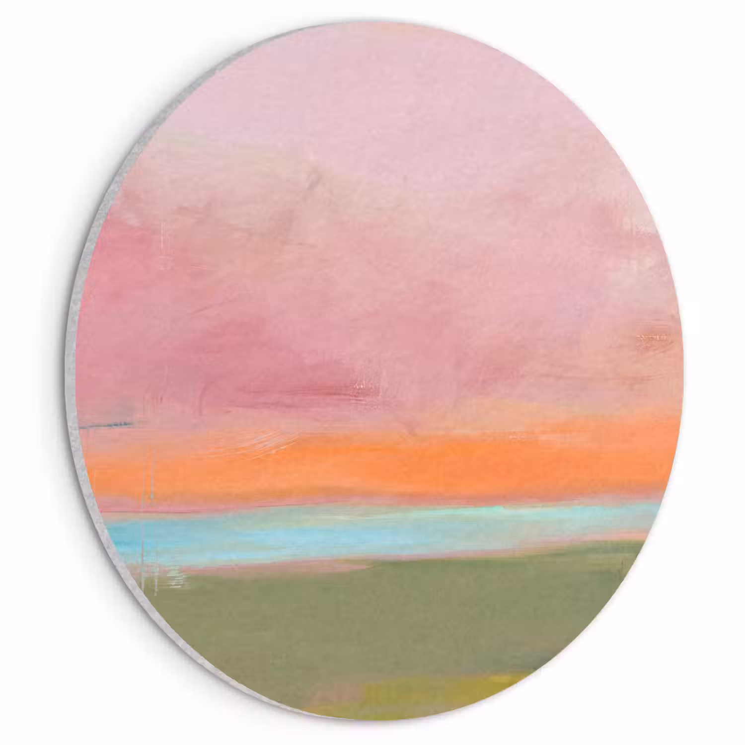 Abstract - Landschap - Modern - Roze - Oranje Akoestische PET Vilt - Rond klein -3d