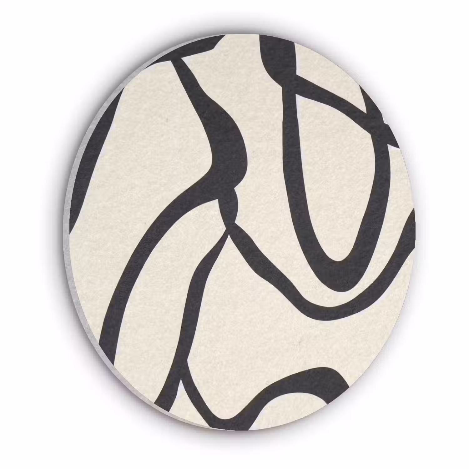 Abstract - Lijnen - Modern - Beige Akoestische PET Vilt - Rond klein -3d