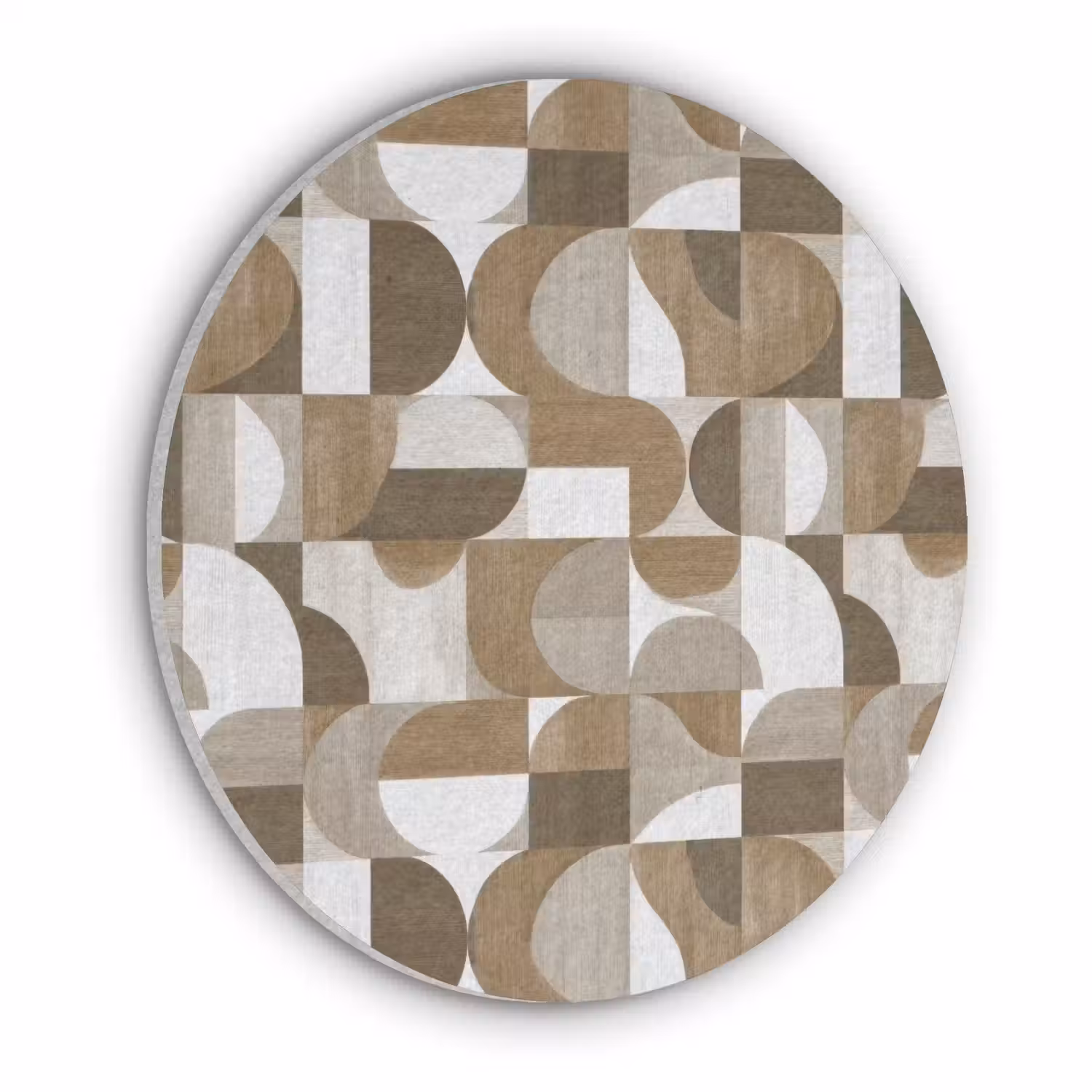 Abstract - Retro - Bruin Akoestische PET Vilt - Rond klein 838 -3d