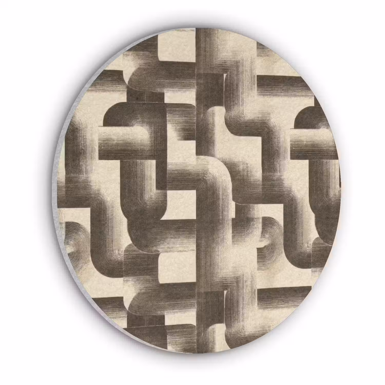 Abstract - Retro - Zwart Akoestische PET Vilt - Rond klein 838 -3d