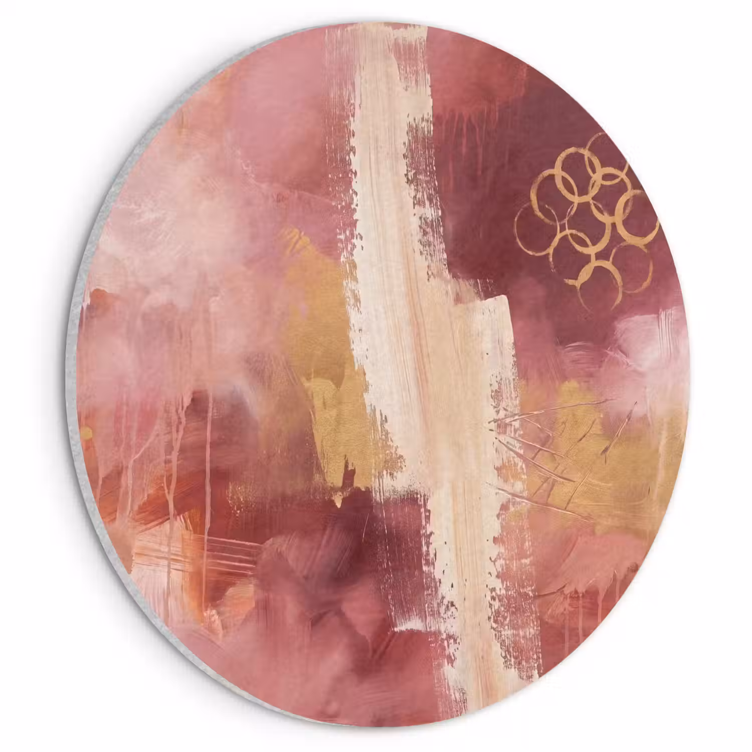 Abstract - Rood - Goud - Modern - Kunst Akoestische PET Vilt - Rond klein -3d