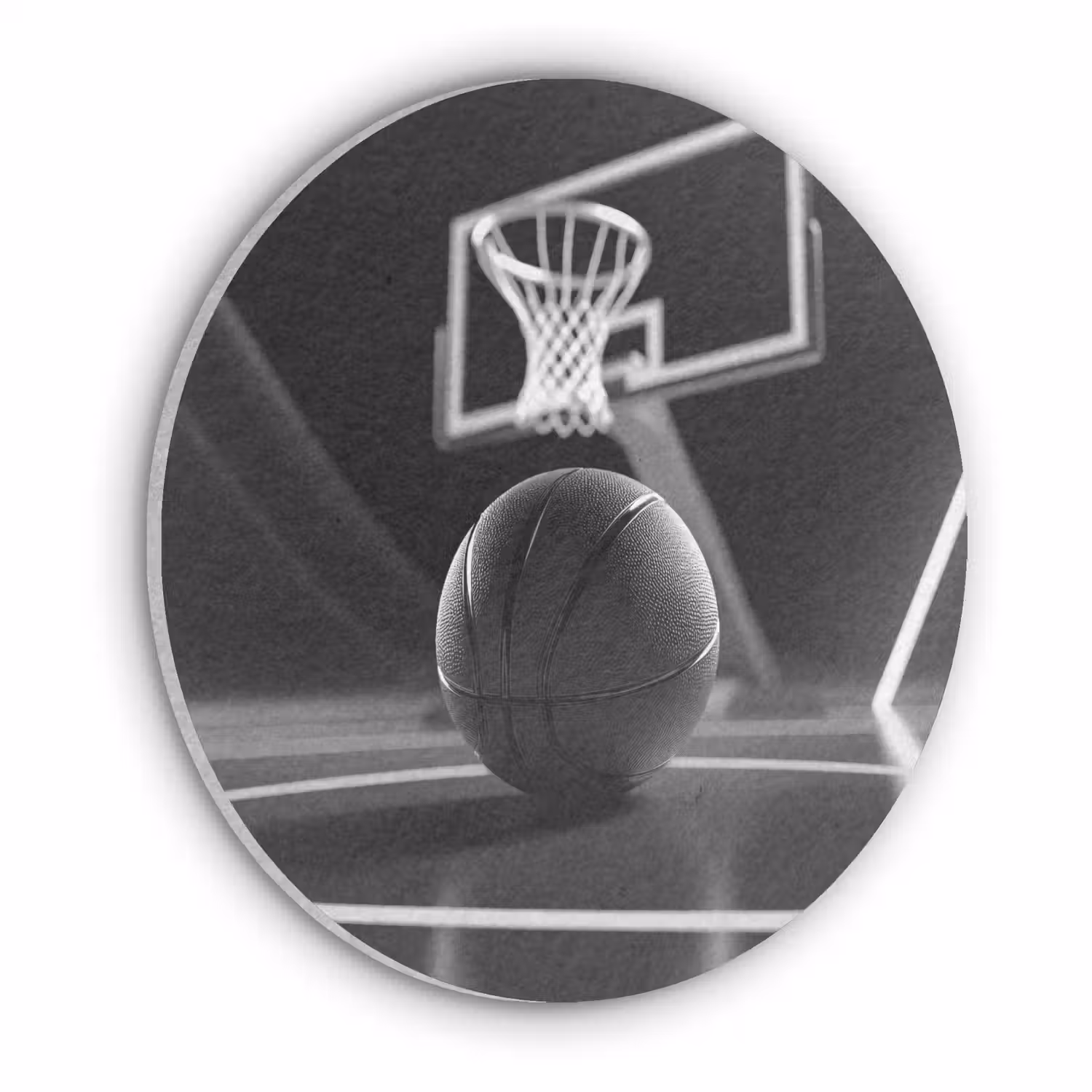 Basketbal - Basketbalveld - Lichtlijnen Akoestische PET Vilt - Rond klein -3d