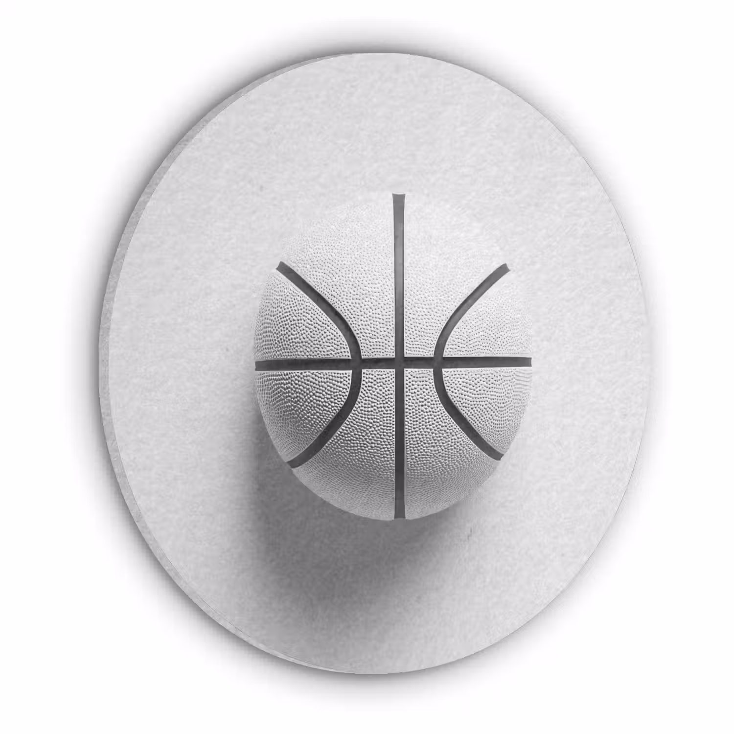 Basketbal - Wit - Schaduw - Lijnen Akoestische PET Vilt - Rond klein -3d
