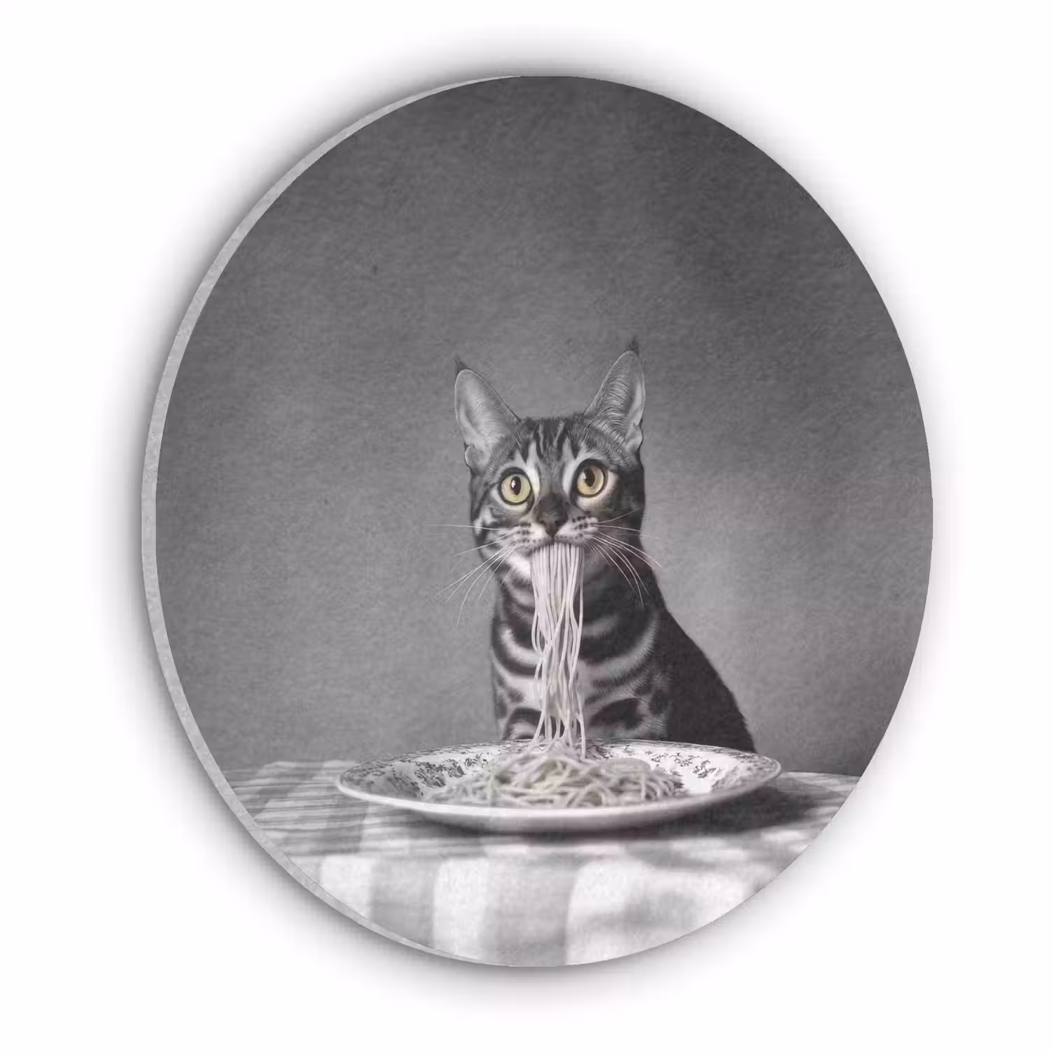 Bengaal - Kat - Tafelkleed - Zwart - Wit - Dier Akoestische PET Vilt - Rond klein -3d