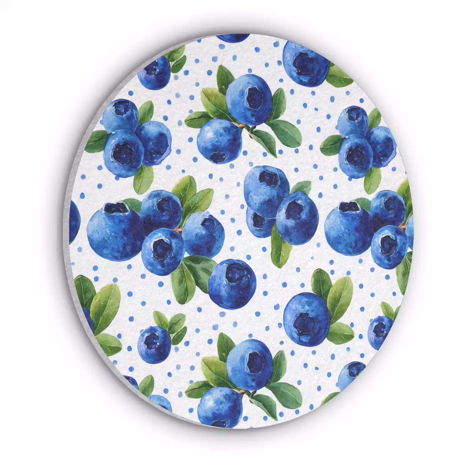 Bessen - Patroon - Blauw Akoestische PET Vilt - Rond klein 838 -3d