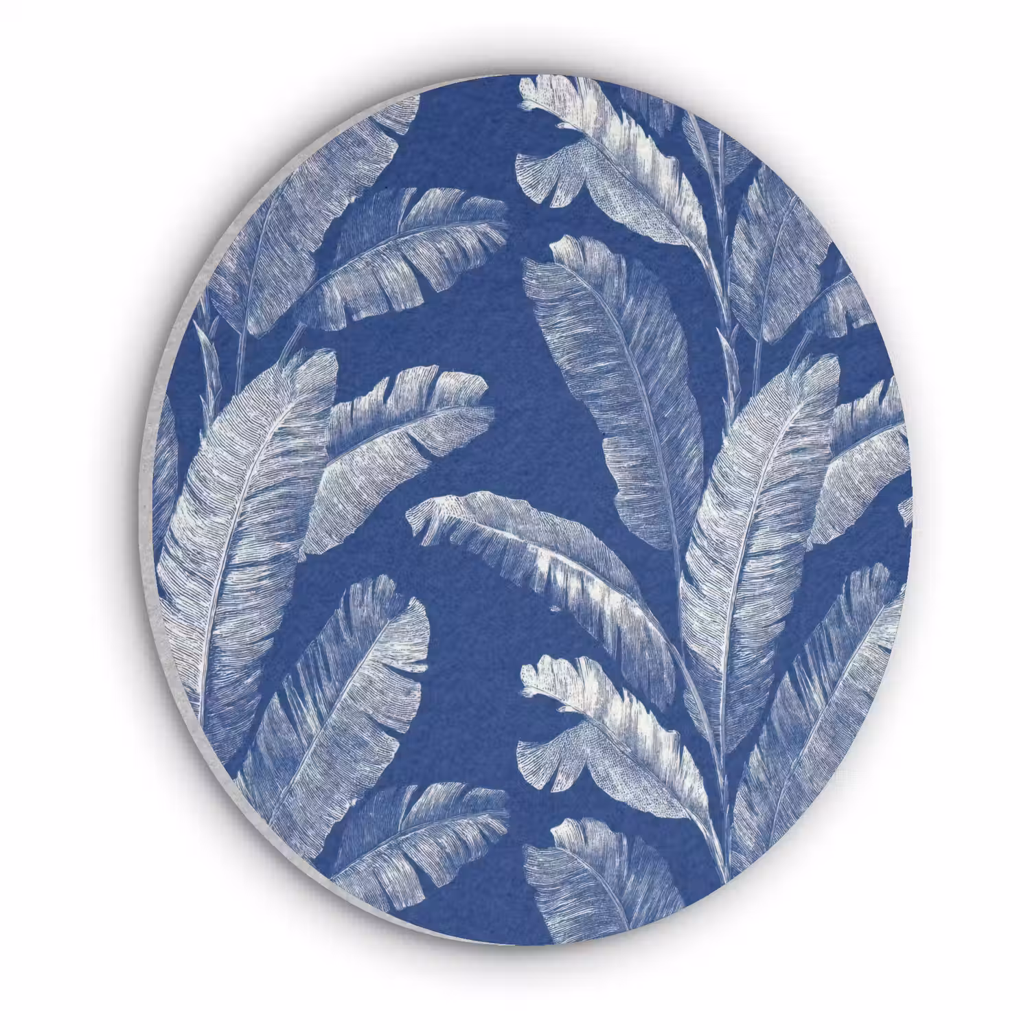 Blad - Palm - Blauw Akoestische PET Vilt - Rond klein 838 -3d