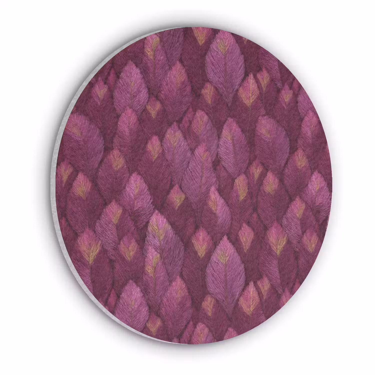 Bladeren - Patroon - Burgundy Akoestische PET Vilt - Rond klein 838 -3d