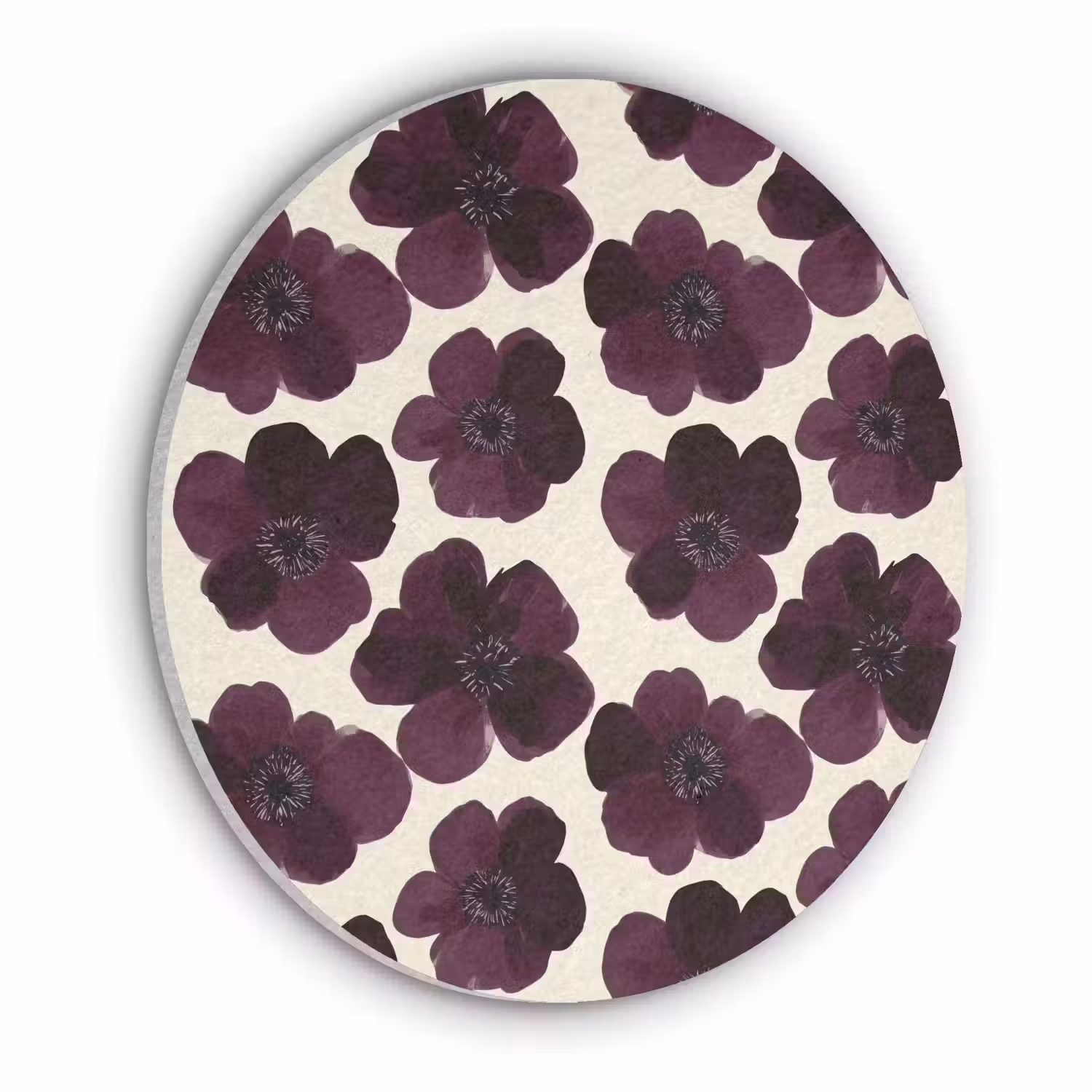 Bloemen - Aquarel - Paars Akoestische PET Vilt - Rond klein 838 -3d