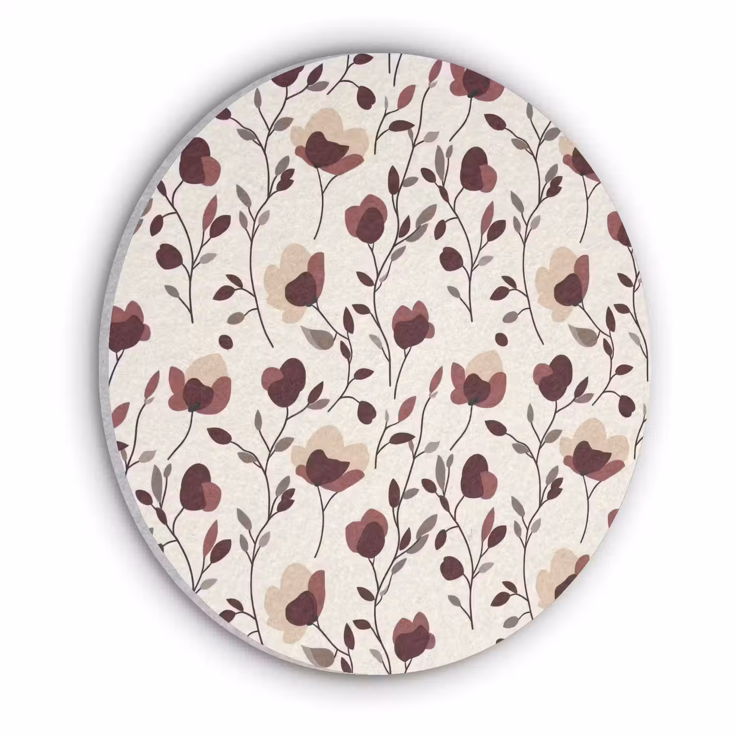 Bloemen - Botanisch - Bordeaux Akoestische PET Vilt - Rond klein 838 -3d