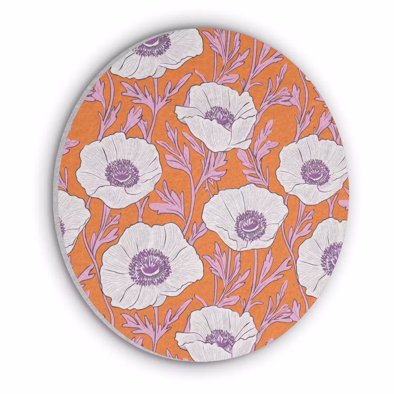 Bloemen - Grafisch - Oranje Akoestische PET Vilt - Rond klein 838 -3d