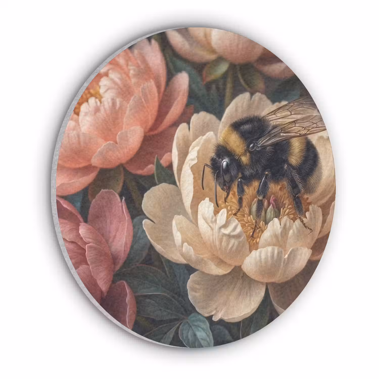 Bloemen - Insect - Natuur - Roze Akoestische PET Vilt - Rond klein -3d