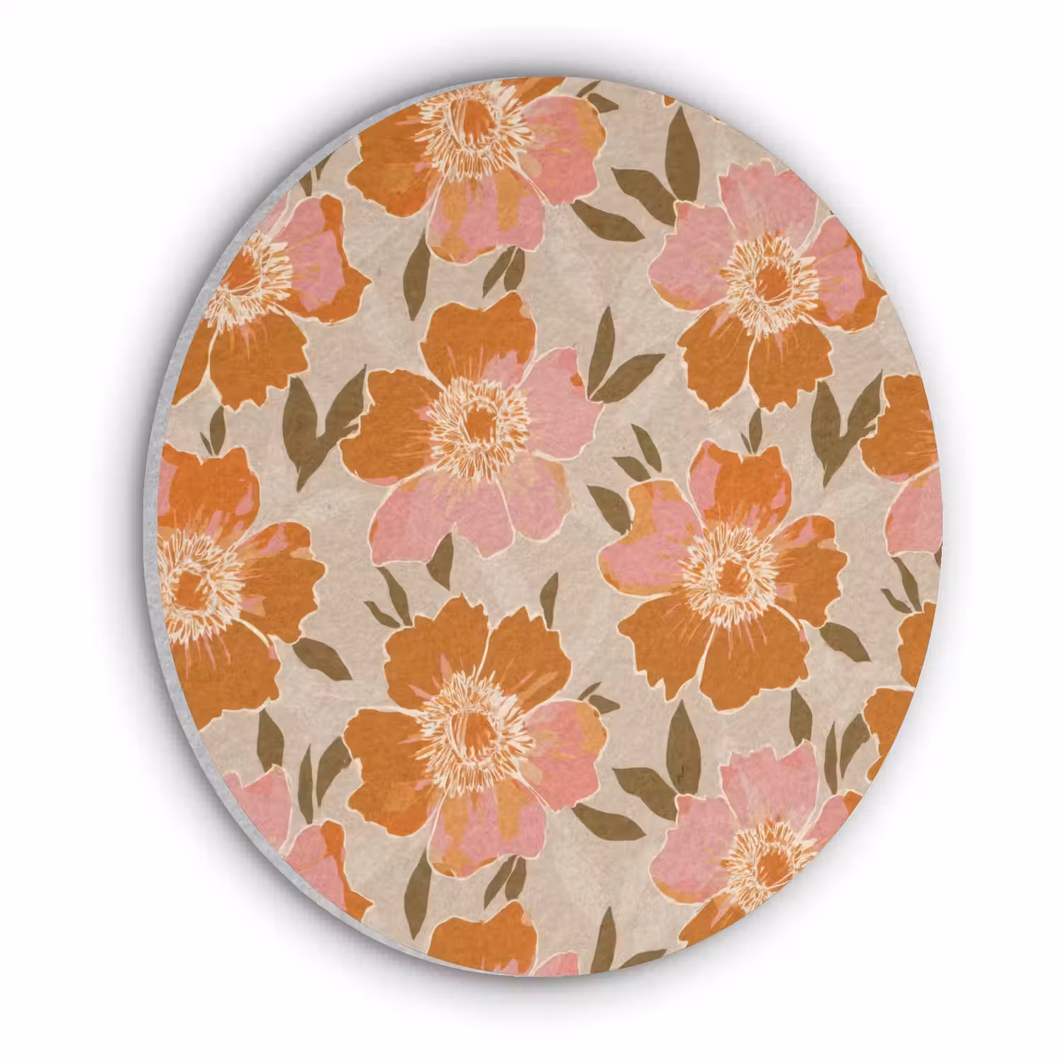 Bloemen - Motief - Retro Akoestische PET Vilt - Rond klein 838 -3d